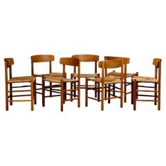 Used Early Børge Mogensen J39 Dining Chairs in oak and rush for FDB Møbler, Denmark