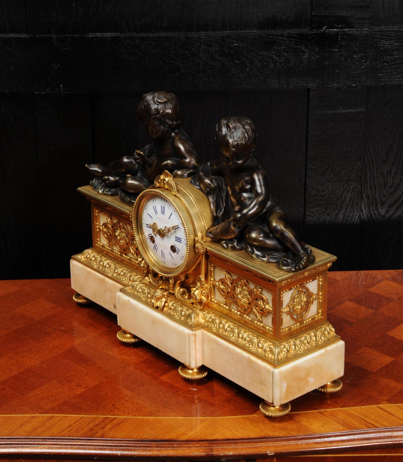 Early Bronze and Ormolu Antique French Clock by Charpentier of Paris 2