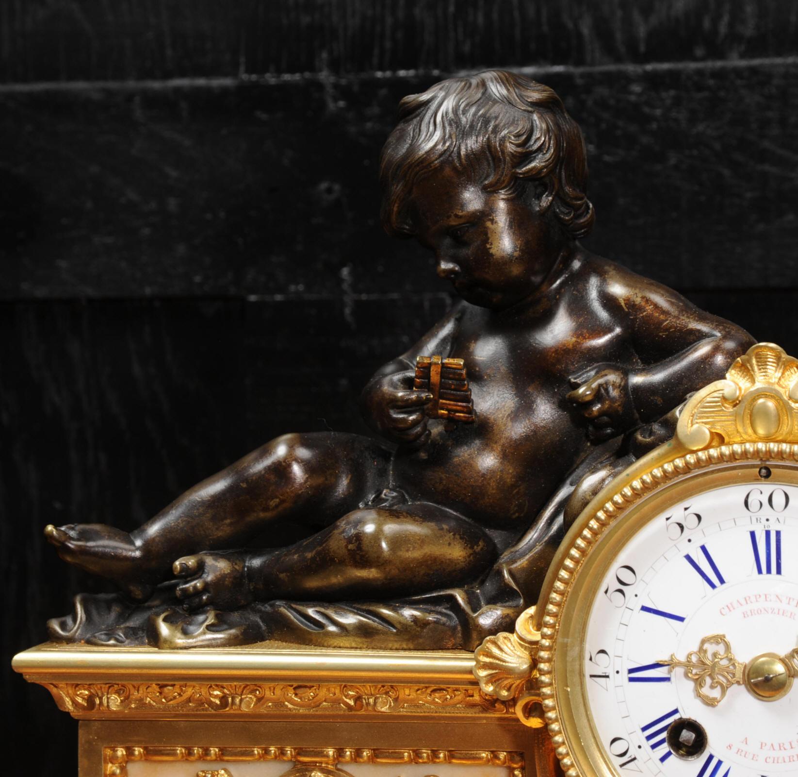Early Bronze and Ormolu Antique French Clock by Charpentier of Paris 4