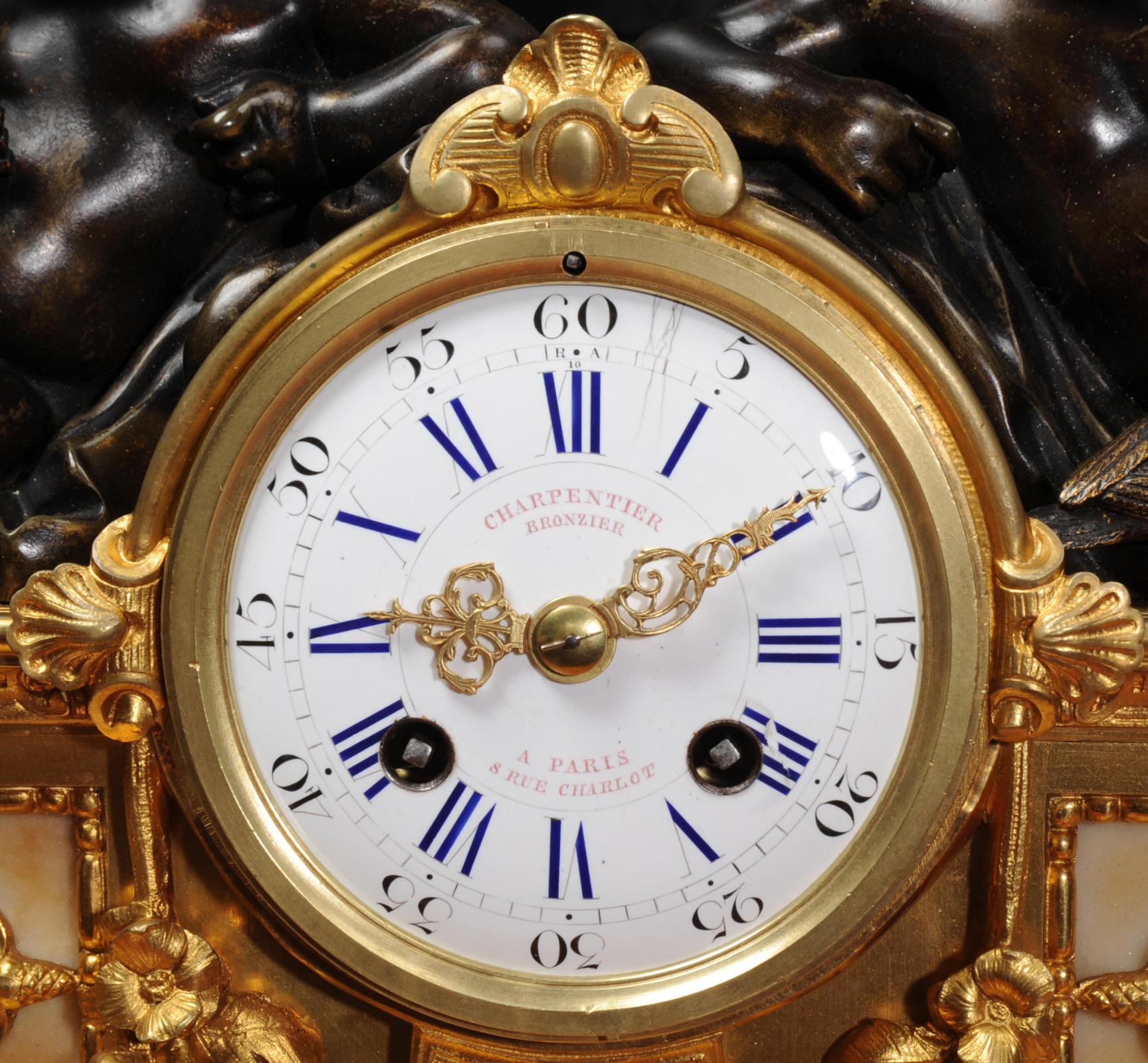 Early Bronze and Ormolu Antique French Clock by Charpentier of Paris 9