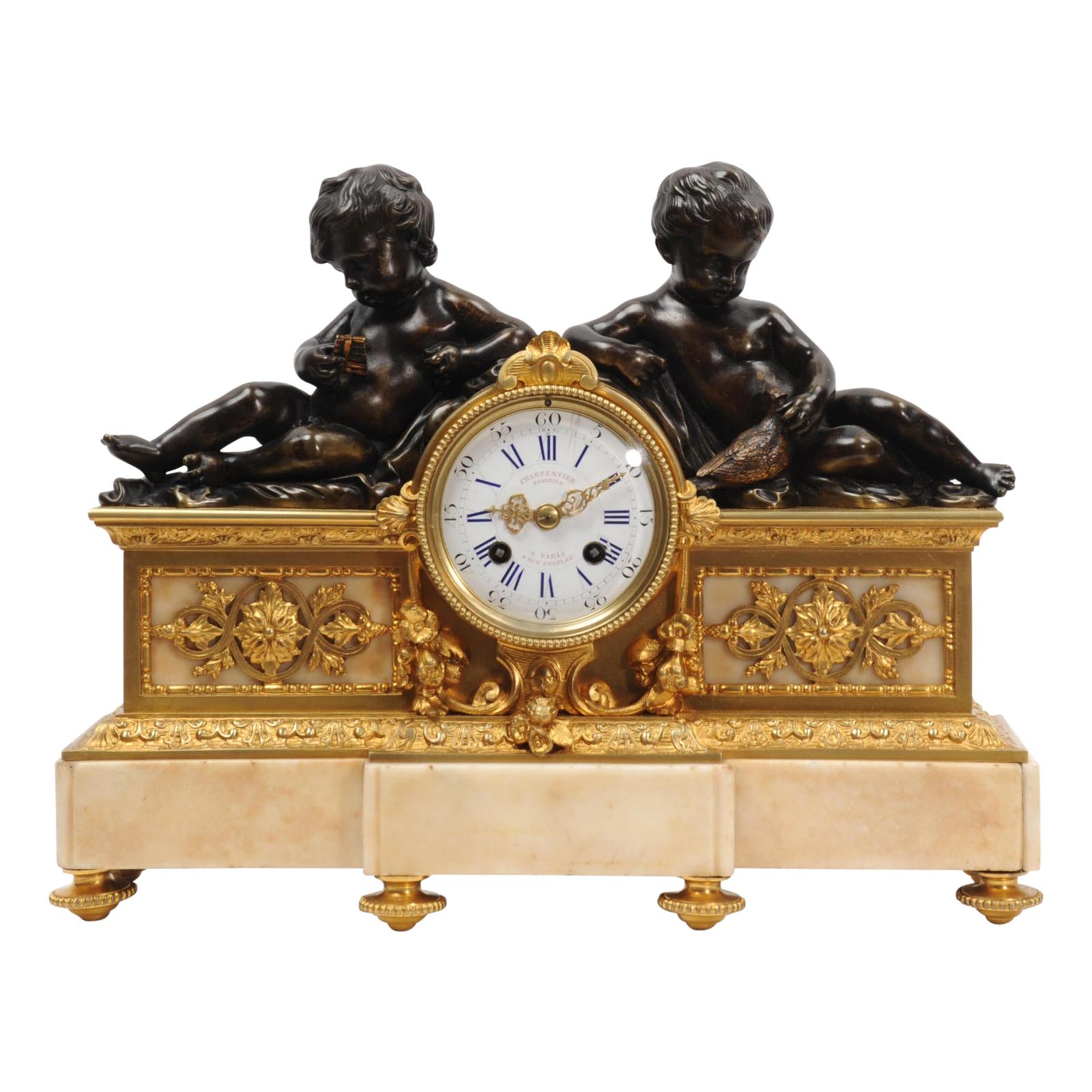 Early Bronze and Ormolu Antique French Clock by Charpentier of Paris