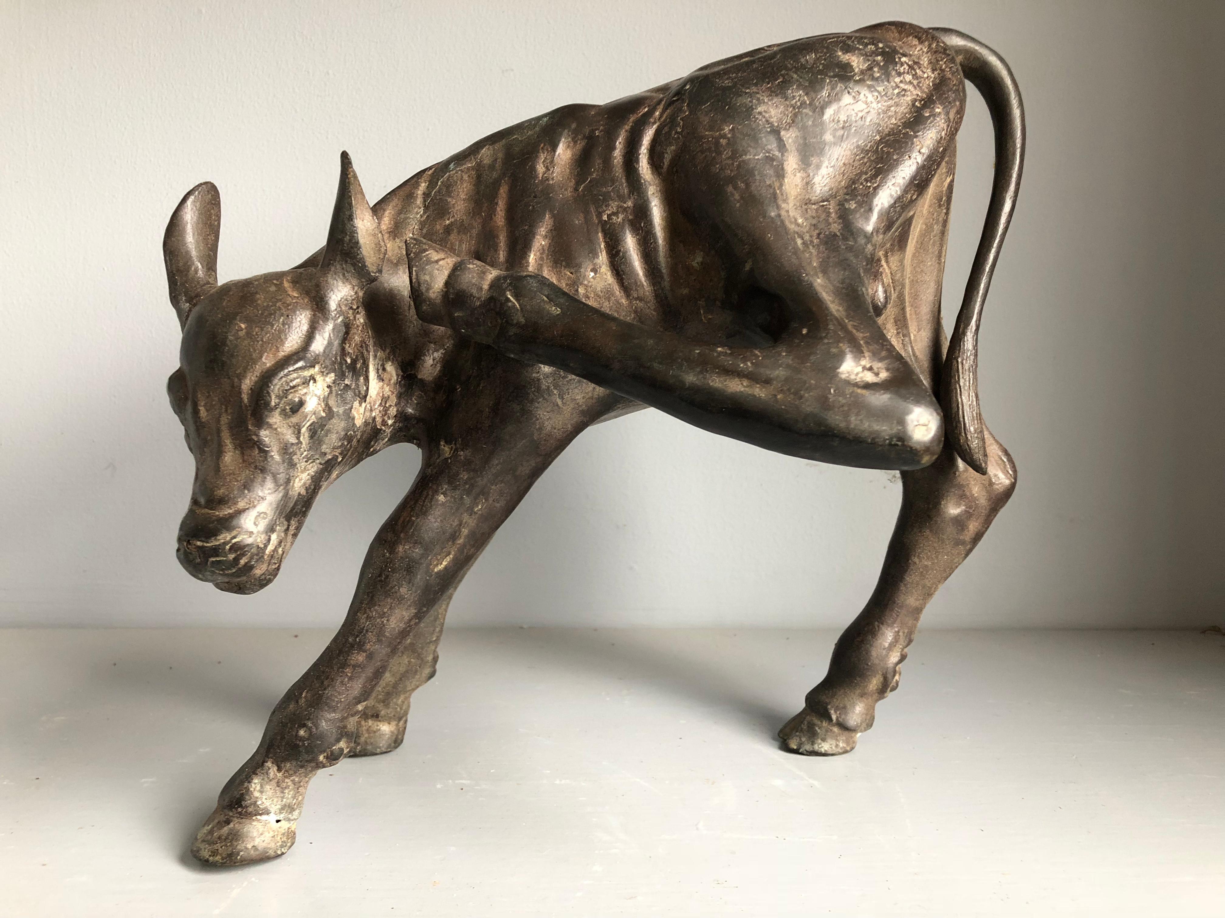 French Provincial Early Bronze Calf, 18th Century French