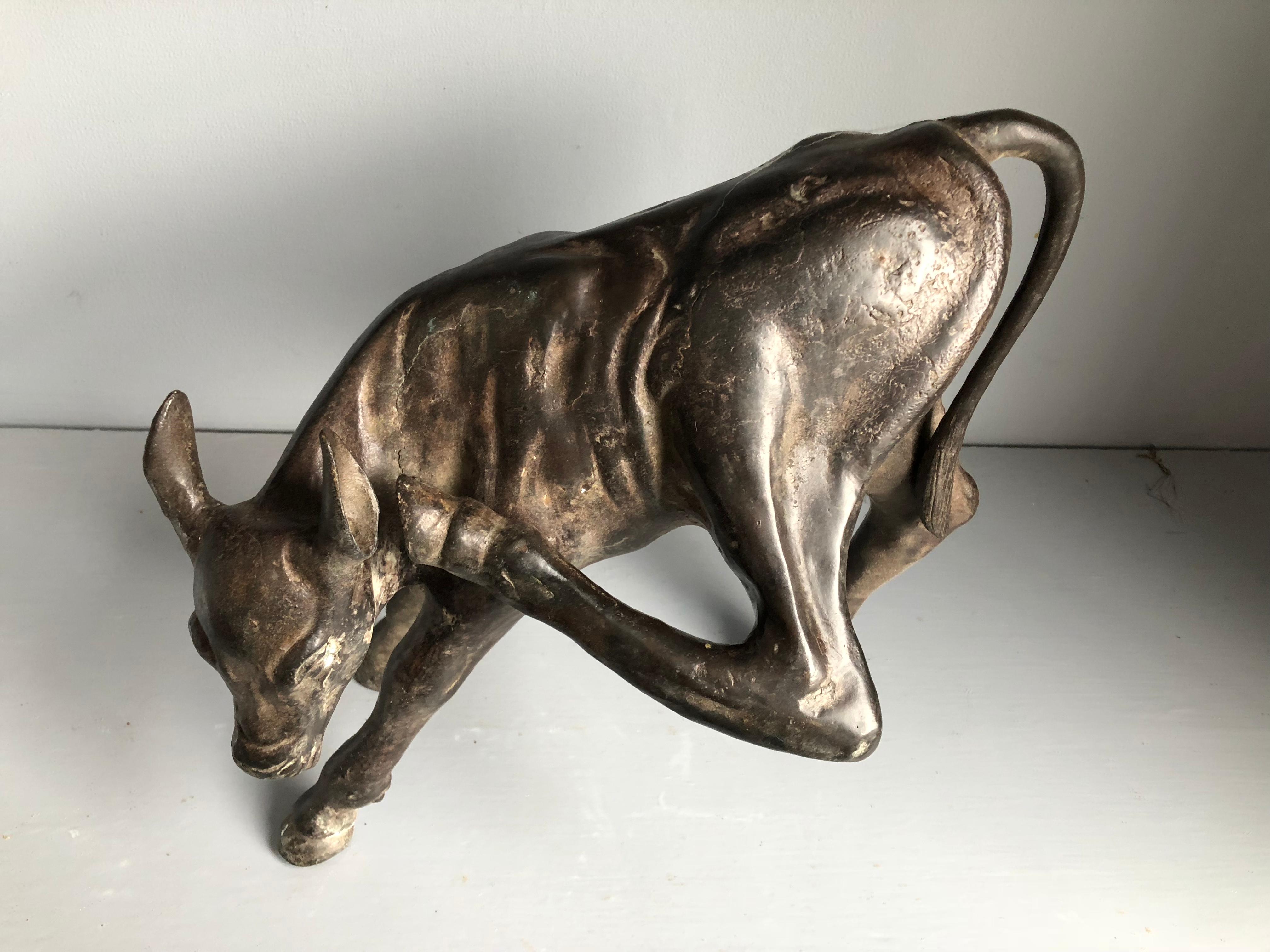 Early Bronze Calf, 18th Century French In Good Condition In Doylestown, PA