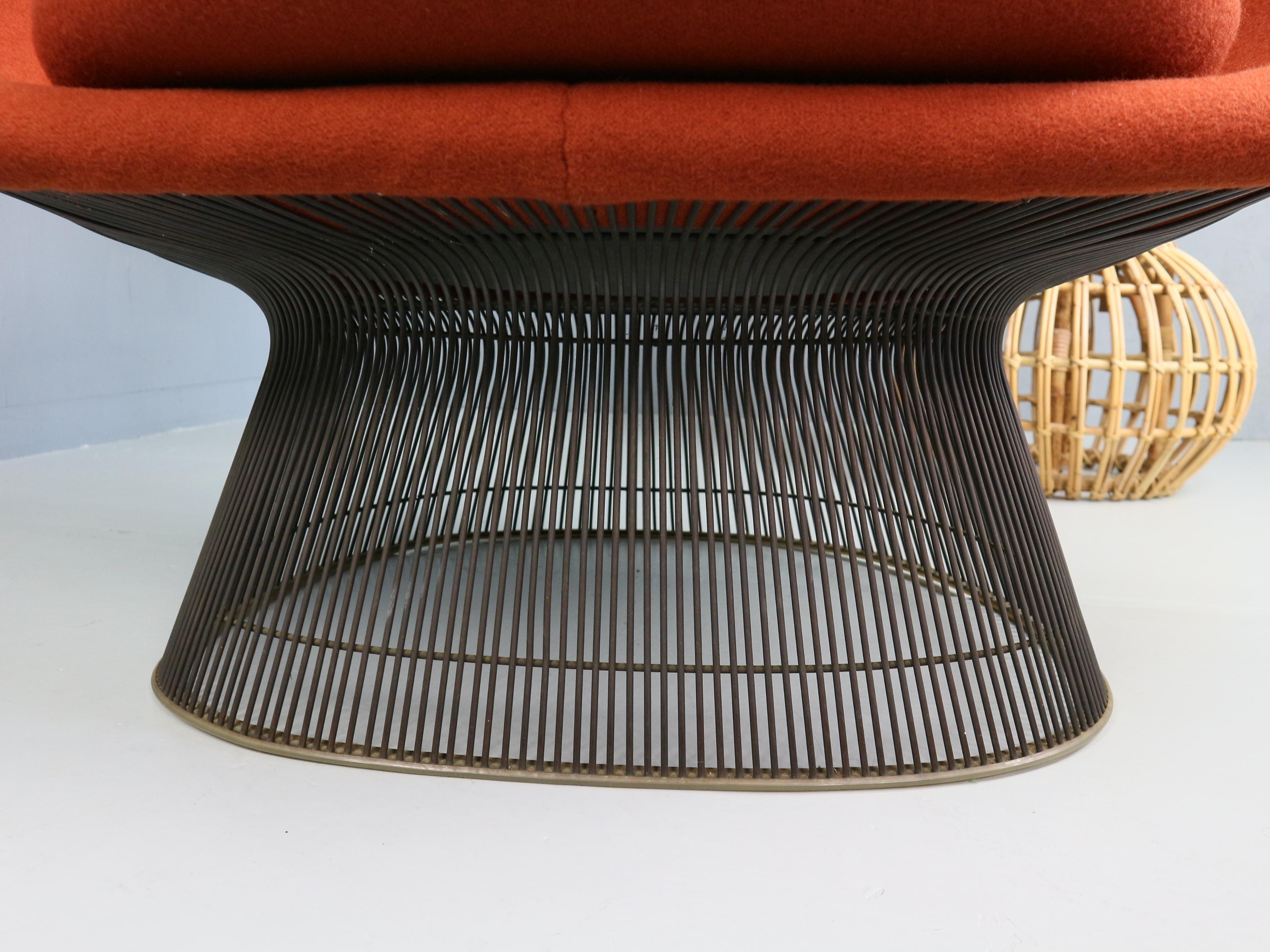 Sedia da salotto in bronzo di Warren Platner per Knoll degli anni '60 in rosso ruggine in vendita 5