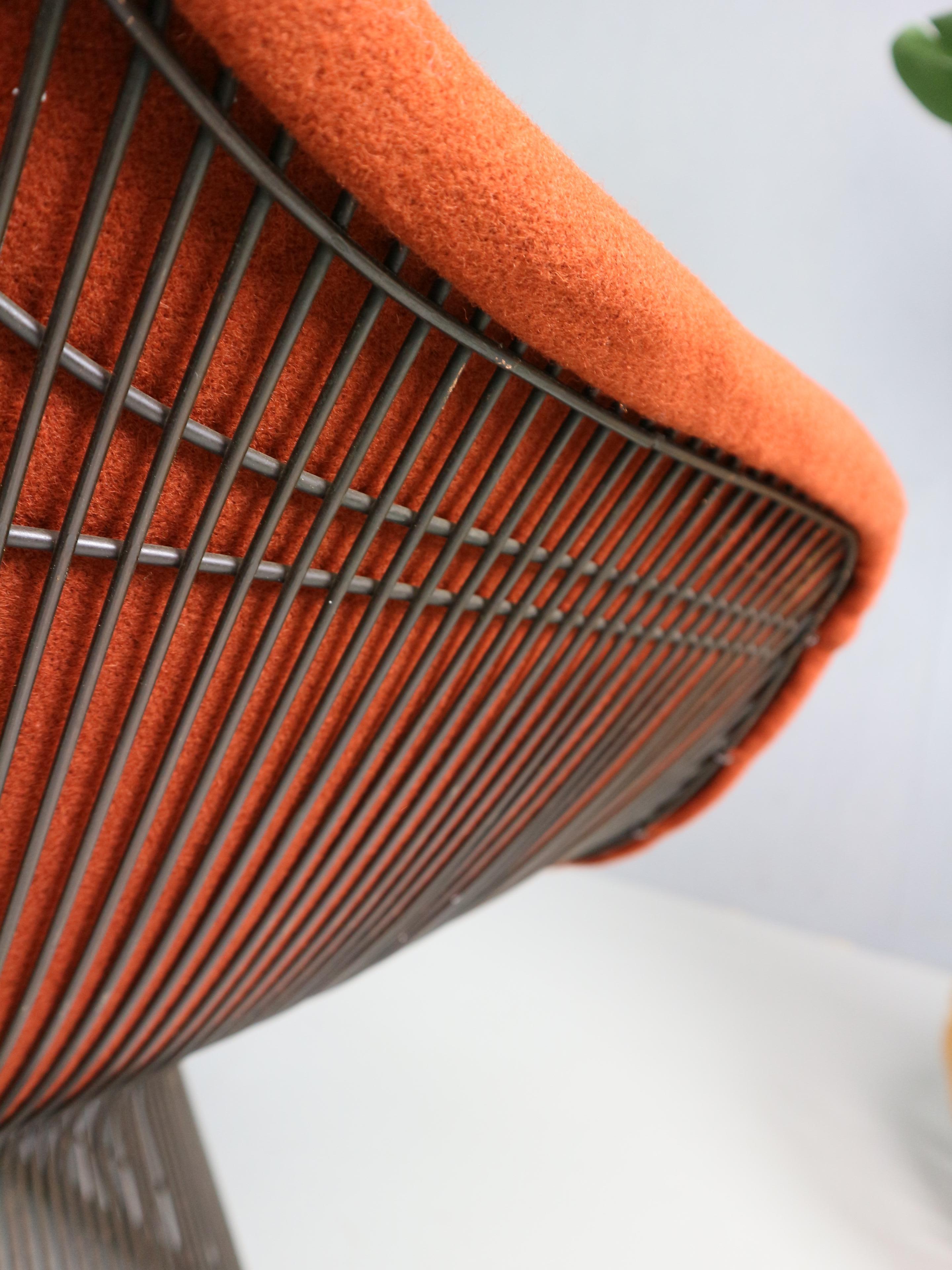 Sedia da salotto in bronzo di Warren Platner per Knoll degli anni '60 in rosso ruggine in vendita 10