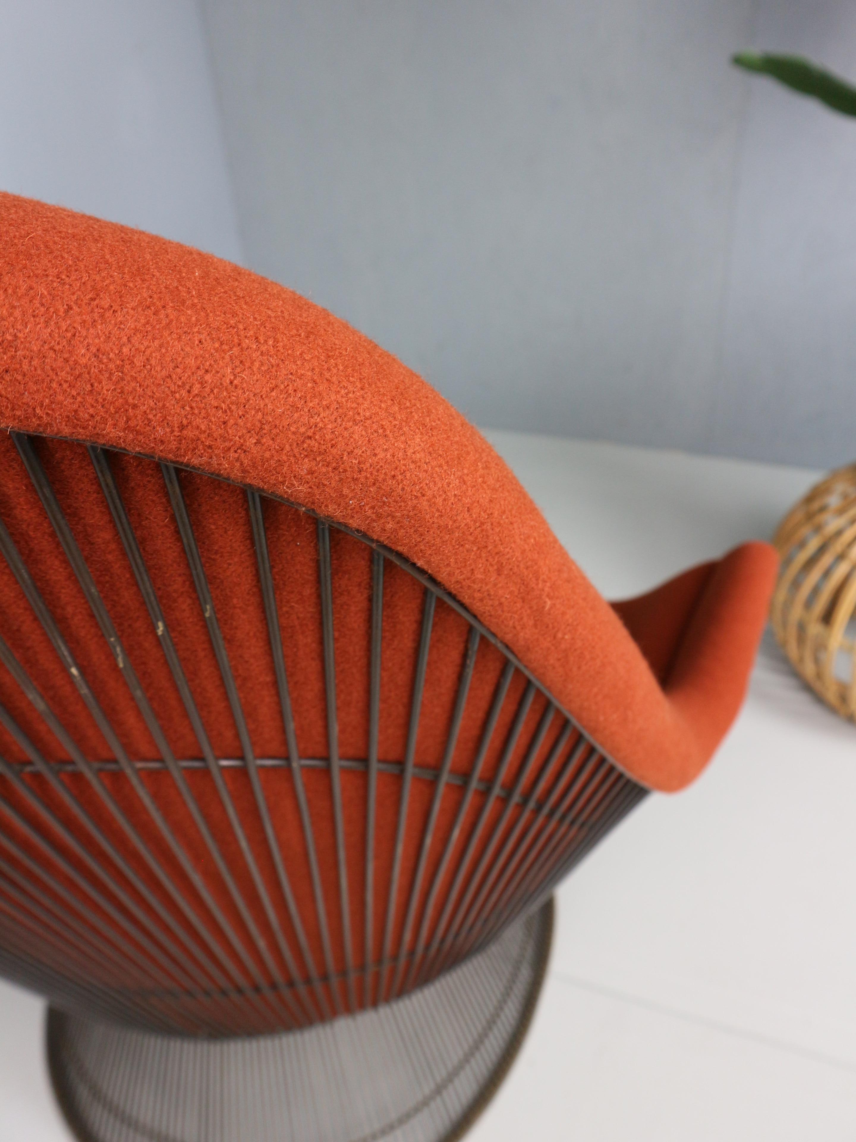 Sedia da salotto in bronzo di Warren Platner per Knoll degli anni '60 in rosso ruggine in vendita 11