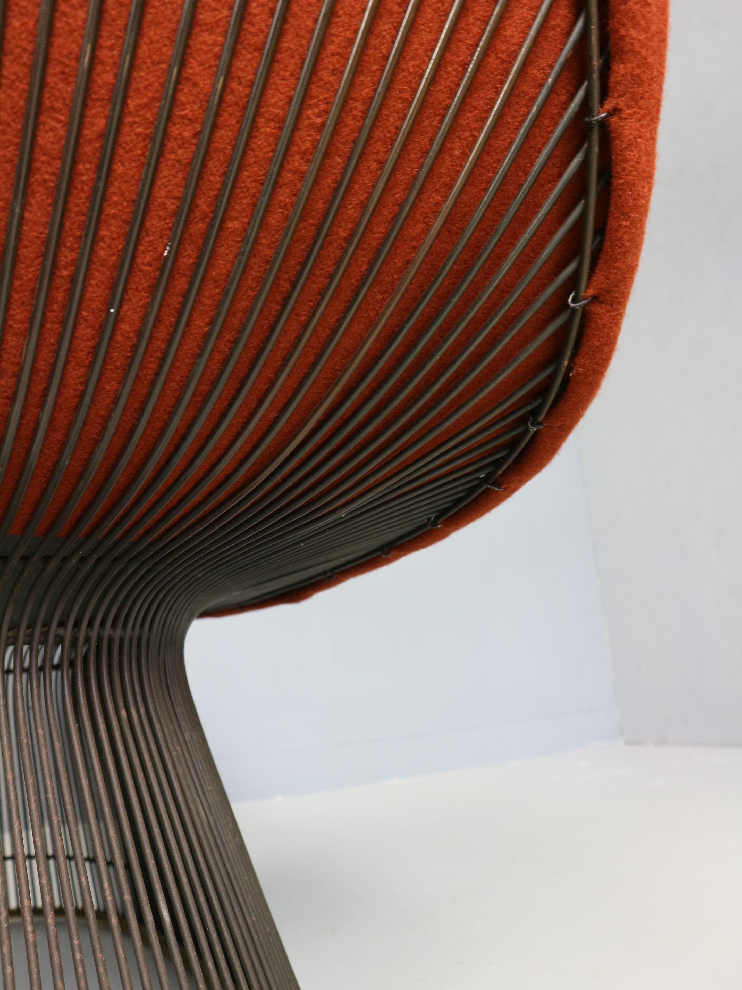 Sedia da salotto in bronzo di Warren Platner per Knoll degli anni '60 in rosso ruggine in vendita 12