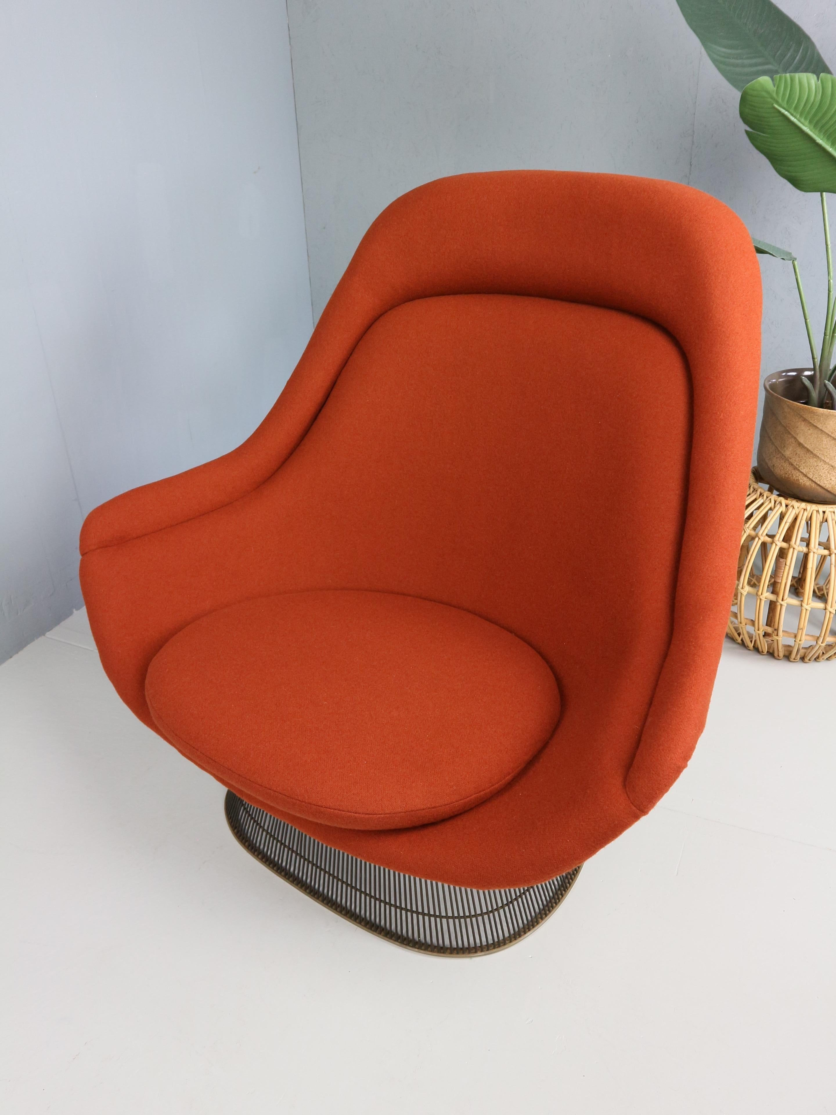 Sedia da salotto in bronzo di Warren Platner per Knoll degli anni '60 in rosso ruggine in vendita 1