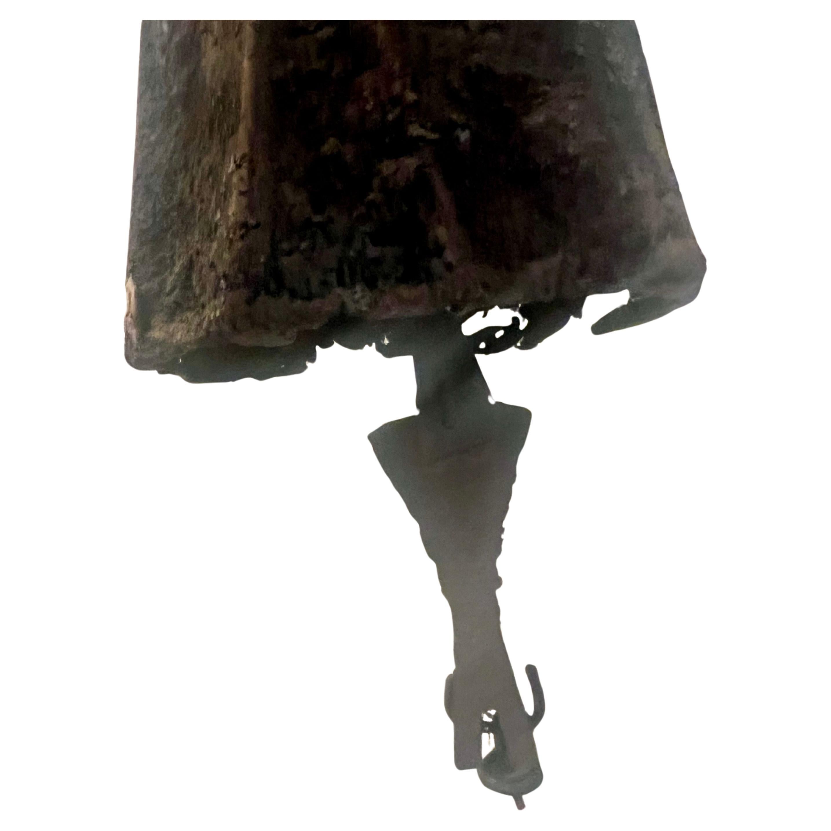 Beautiful bronze Cosanti bell by Paolo Soleri. Uncommon shape and design. Fantastic patina and a great sound. Signed. A unique piece from a celebrated artist. Unique attribute to this piece is a bluish green and rust color patina. its got lots of