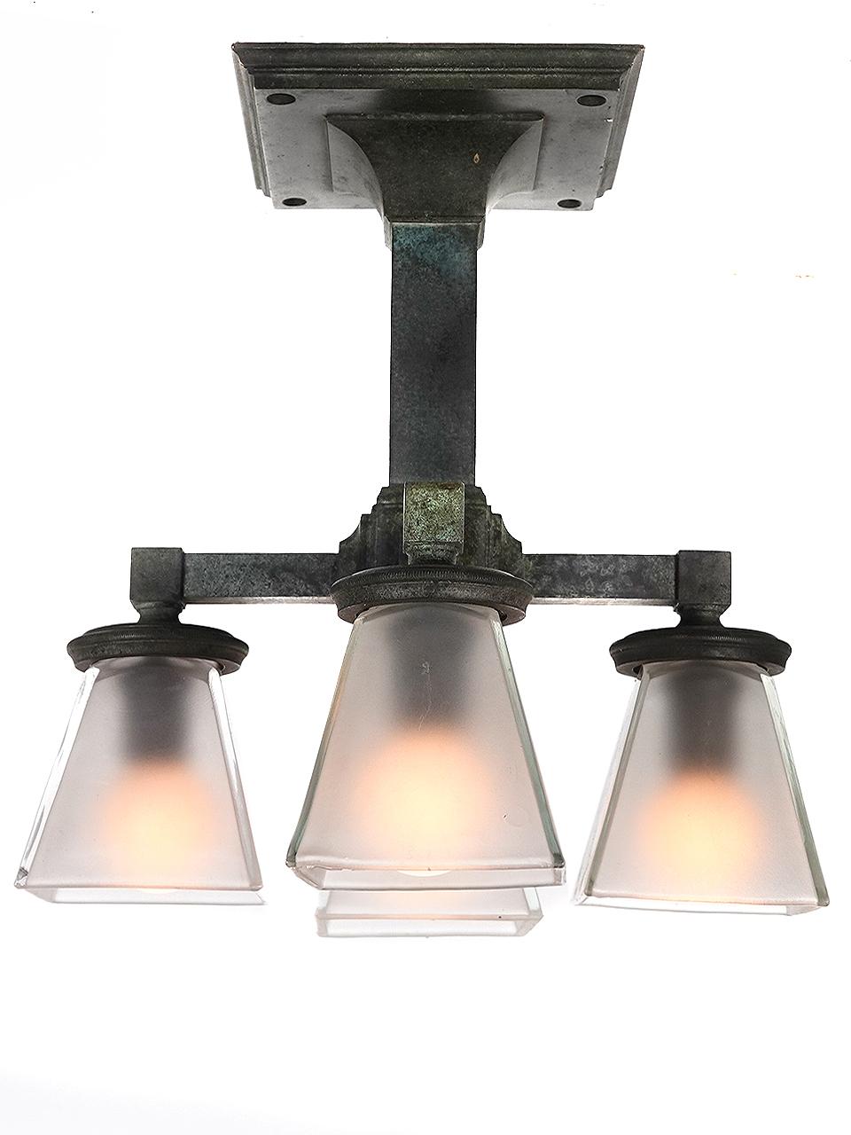 American Early Bronze Quad Subway Sconces For Sale