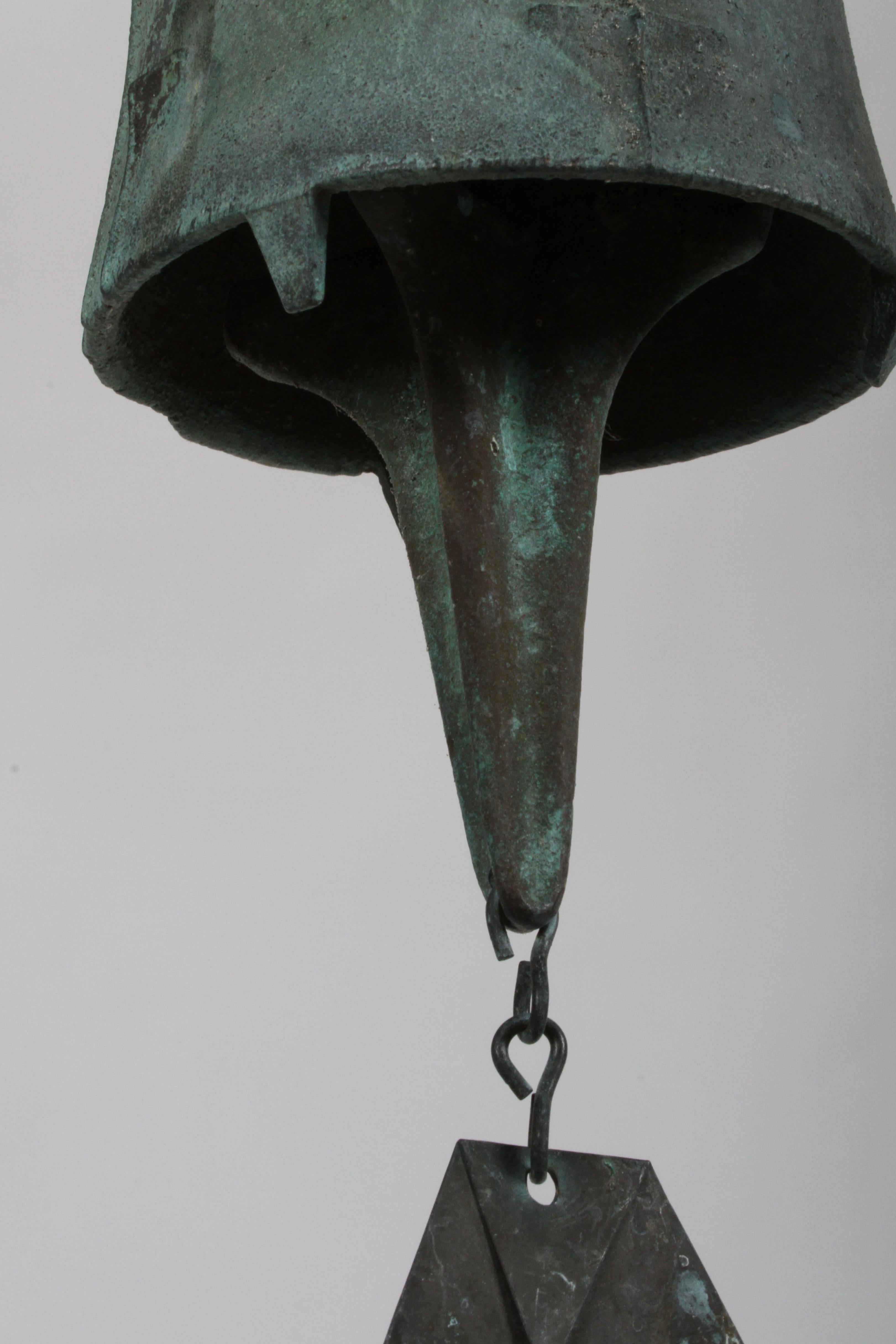 Patinated Early Bronze Sculptural Wind Chime or Bell by Paolo Soleri, Mid-Century Modern