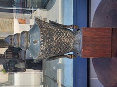 Early Bronze Thai Buddha Head Mounted on Block
