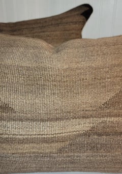 Oreillers de tissage Navajo de couleur marron - Paire