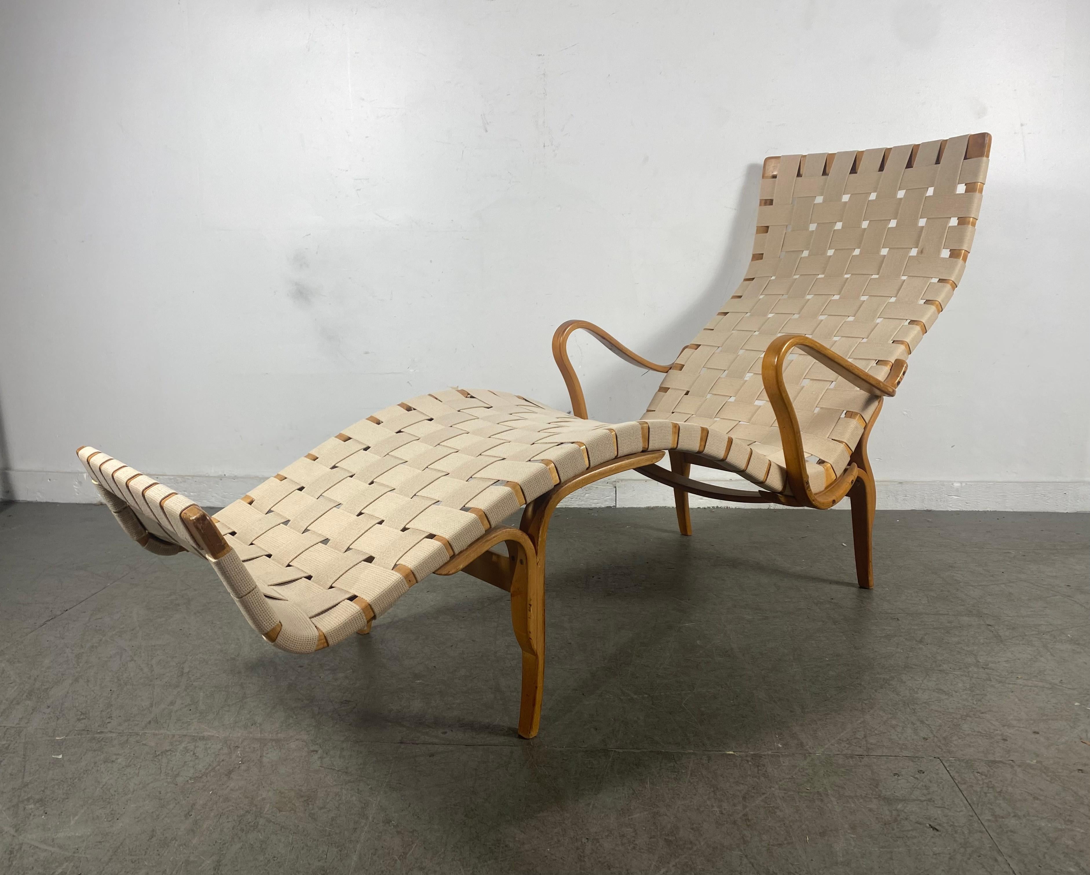 Canvas Early Bruno Mathsson Lounge Chair Model Pernilla 3, Karl Mathsson, Sweden For Sale