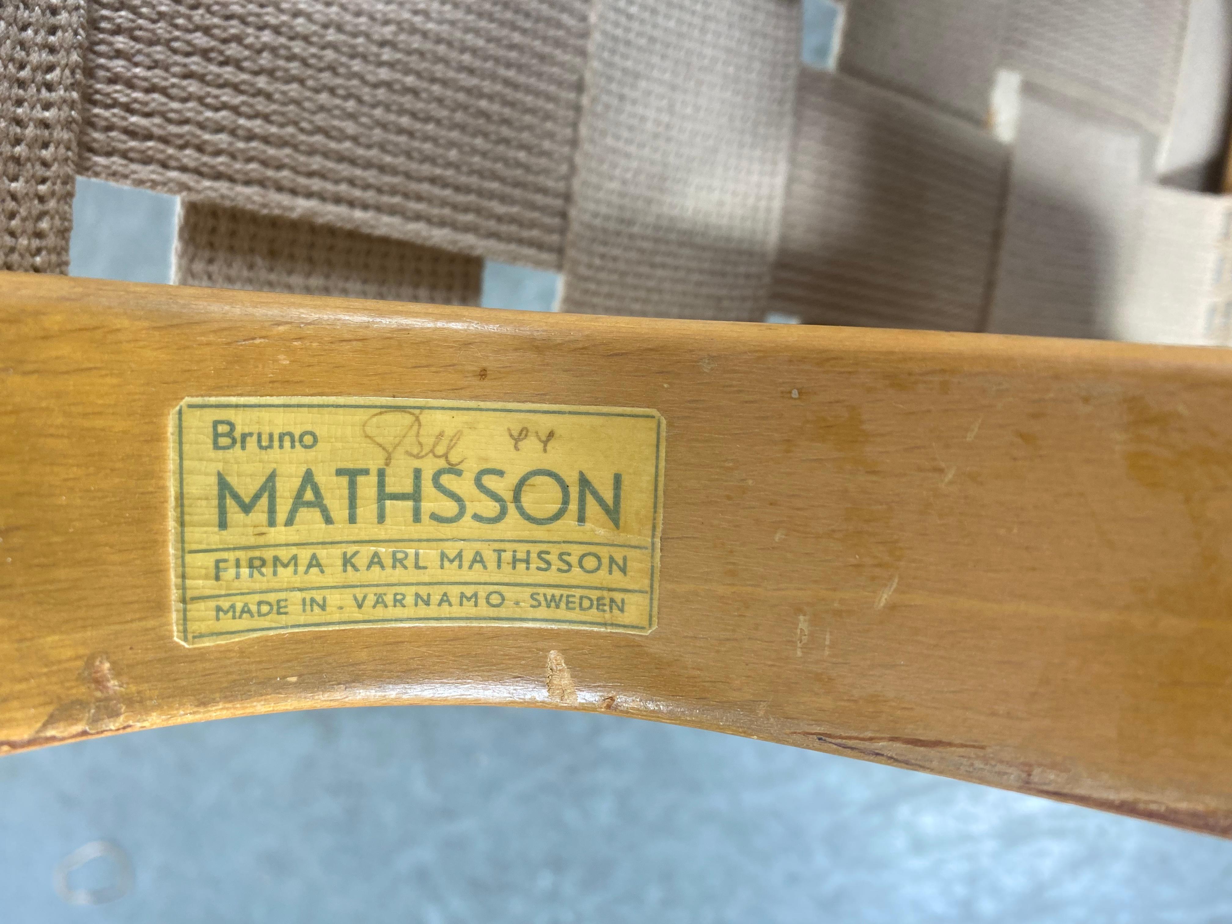 Early Bruno Mathsson Lounge Chair Model Pernilla 3, Karl Mathsson, Sweden For Sale 8