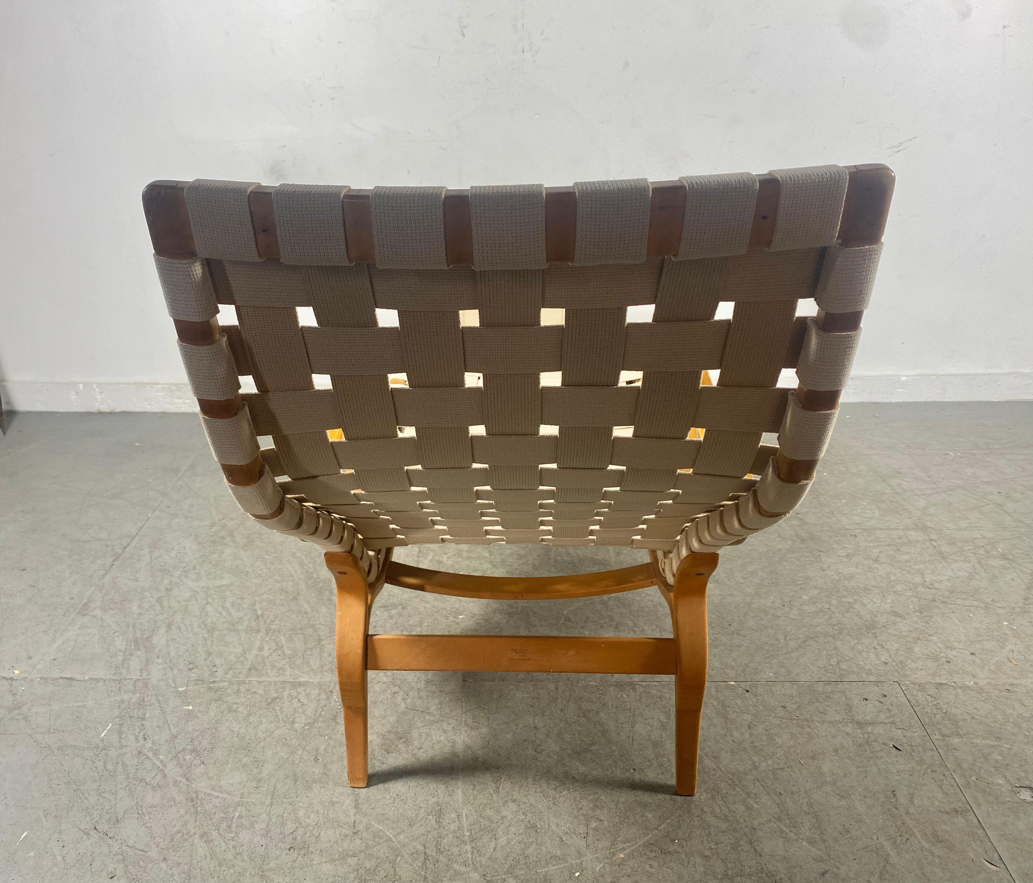 Swedish Early Bruno Mathsson Lounge Chair Model Pernilla 3, Karl Mathsson, Sweden For Sale