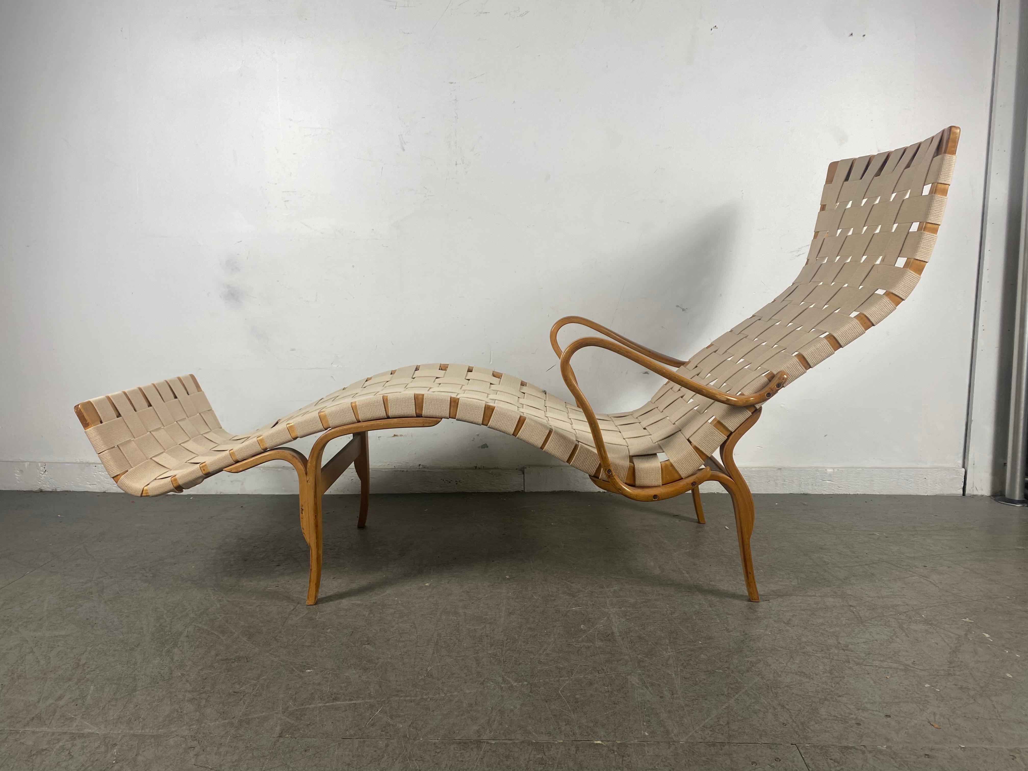 Mid-20th Century Early Bruno Mathsson Lounge Chair Model Pernilla 3, Karl Mathsson, Sweden For Sale