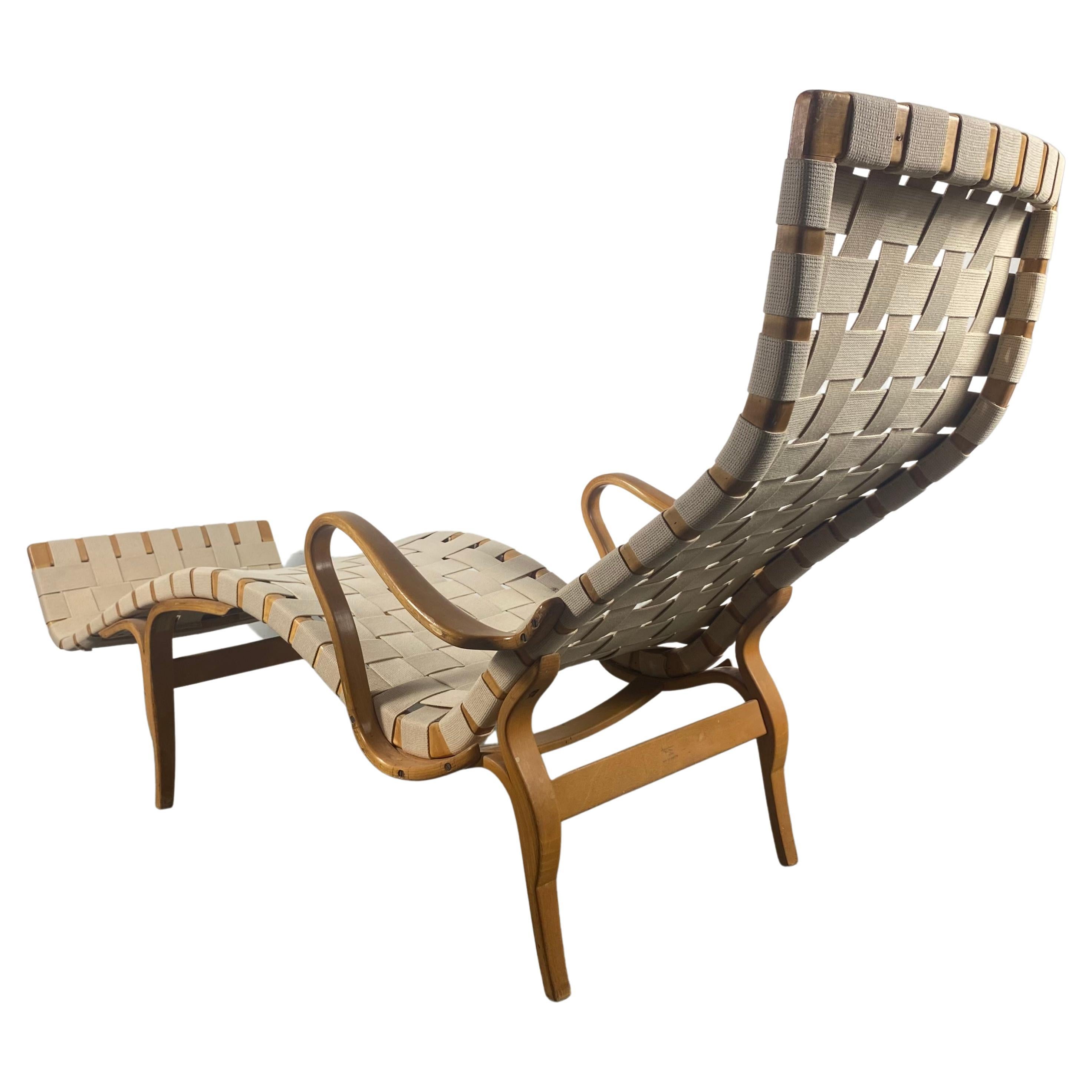 Early Bruno Mathsson Lounge Chair Model Pernilla 3, Karl Mathsson, Sweden For Sale