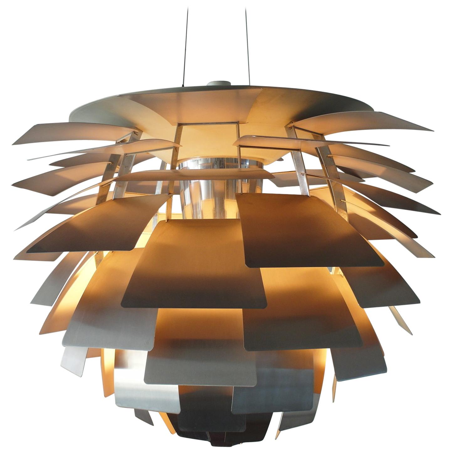 Early Brushed Steel PH Artichoke Pendant for Louis Poulsen, 1970s For Sale