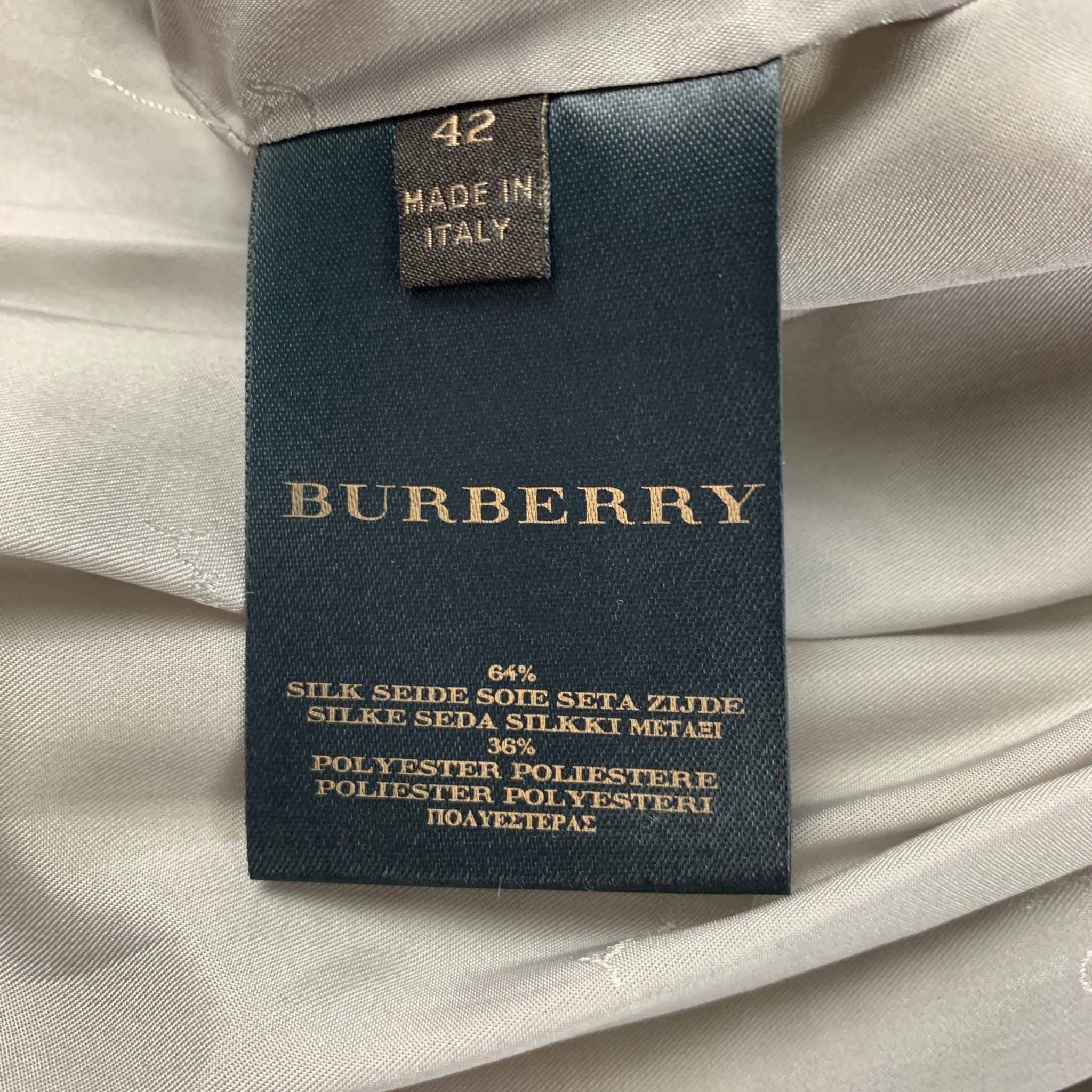 Early BURBERRY PRORSUM Size 6 Silver Metallic Jacquard Silk Blend Coat For Sale 1