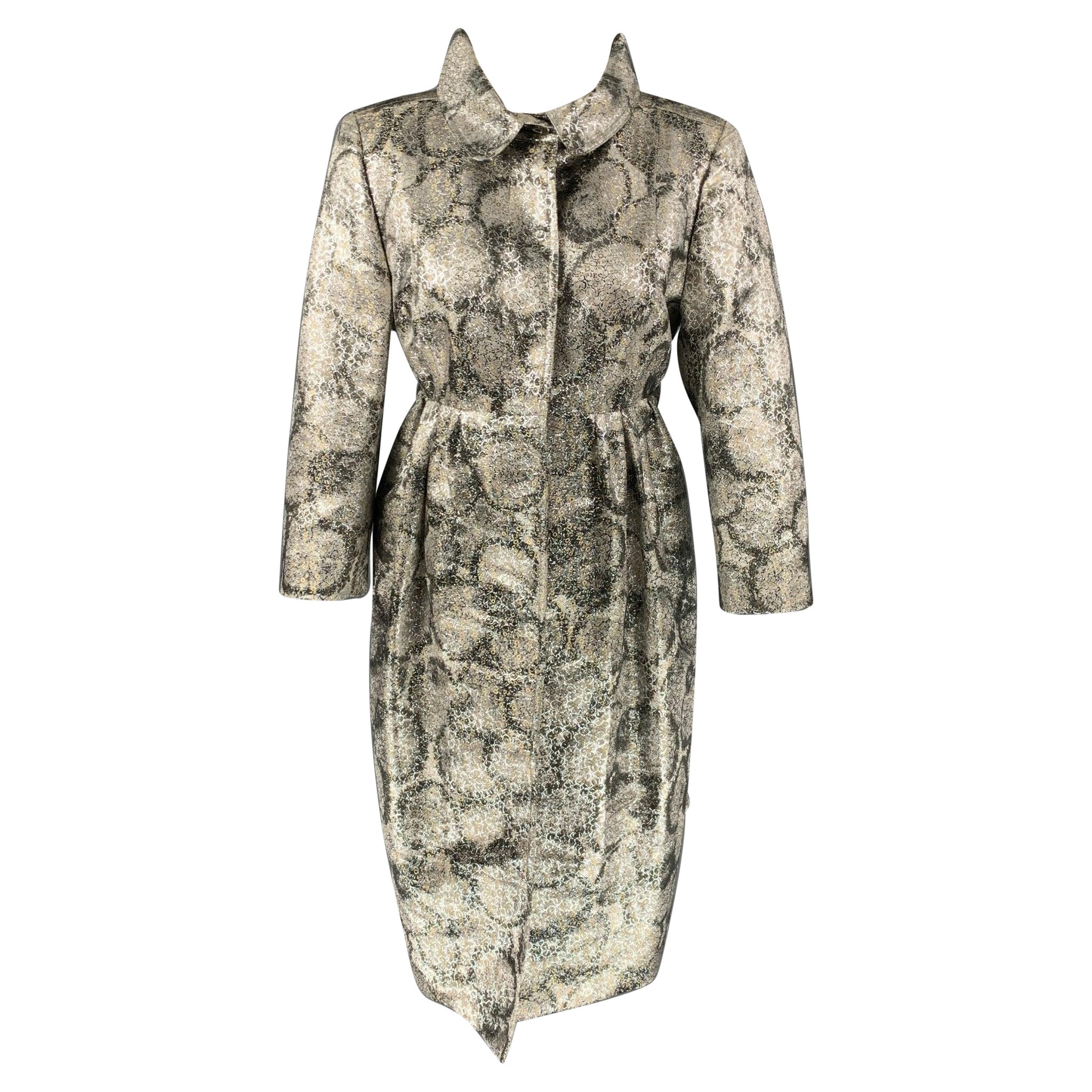 BURBERRY PRORSUM - Manteau en soie mélangée jacquard argenté métallisé, taille 6