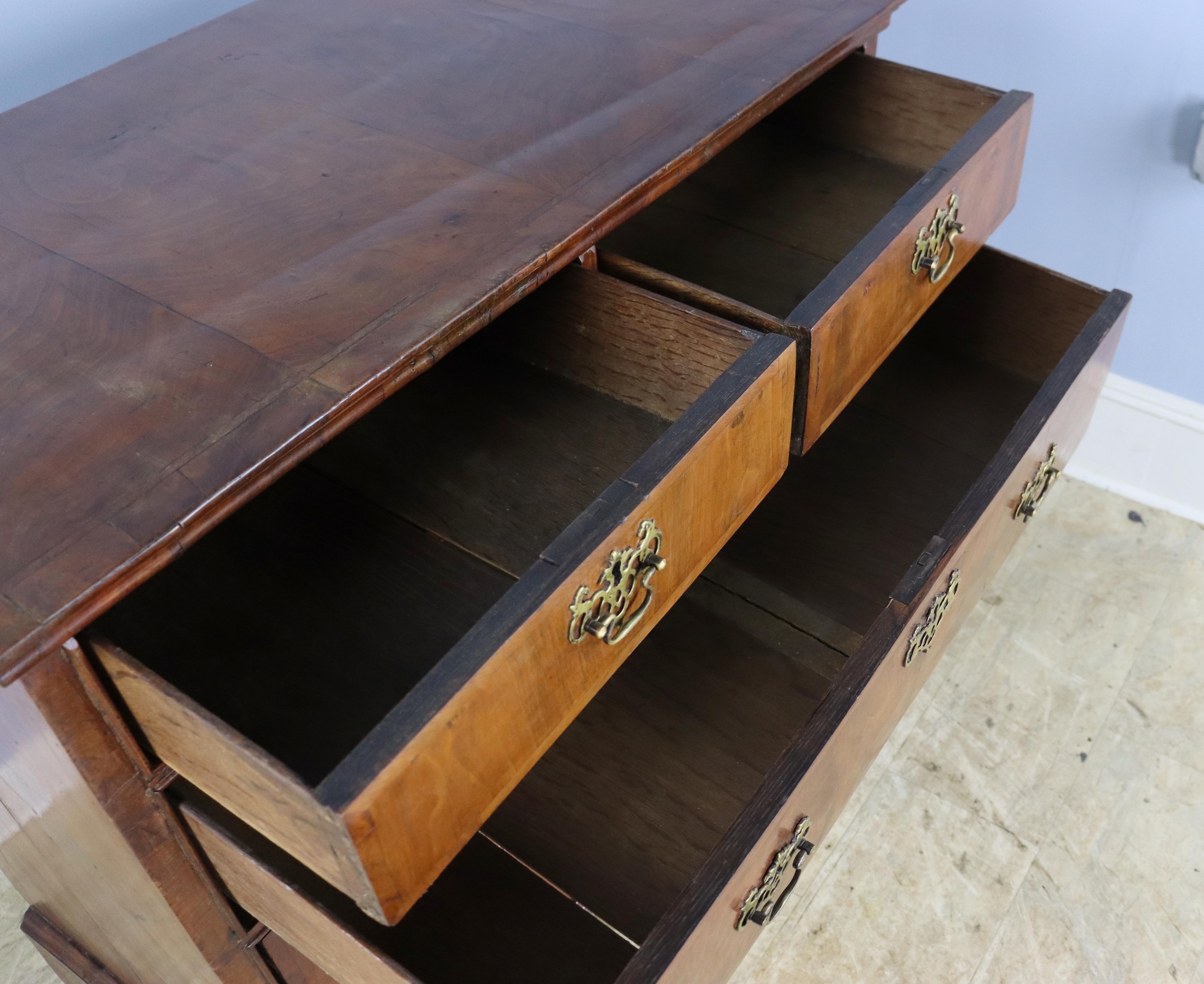 Early Burl Walnut Veneered Chest of Drawers,  George I Period For Sale 8