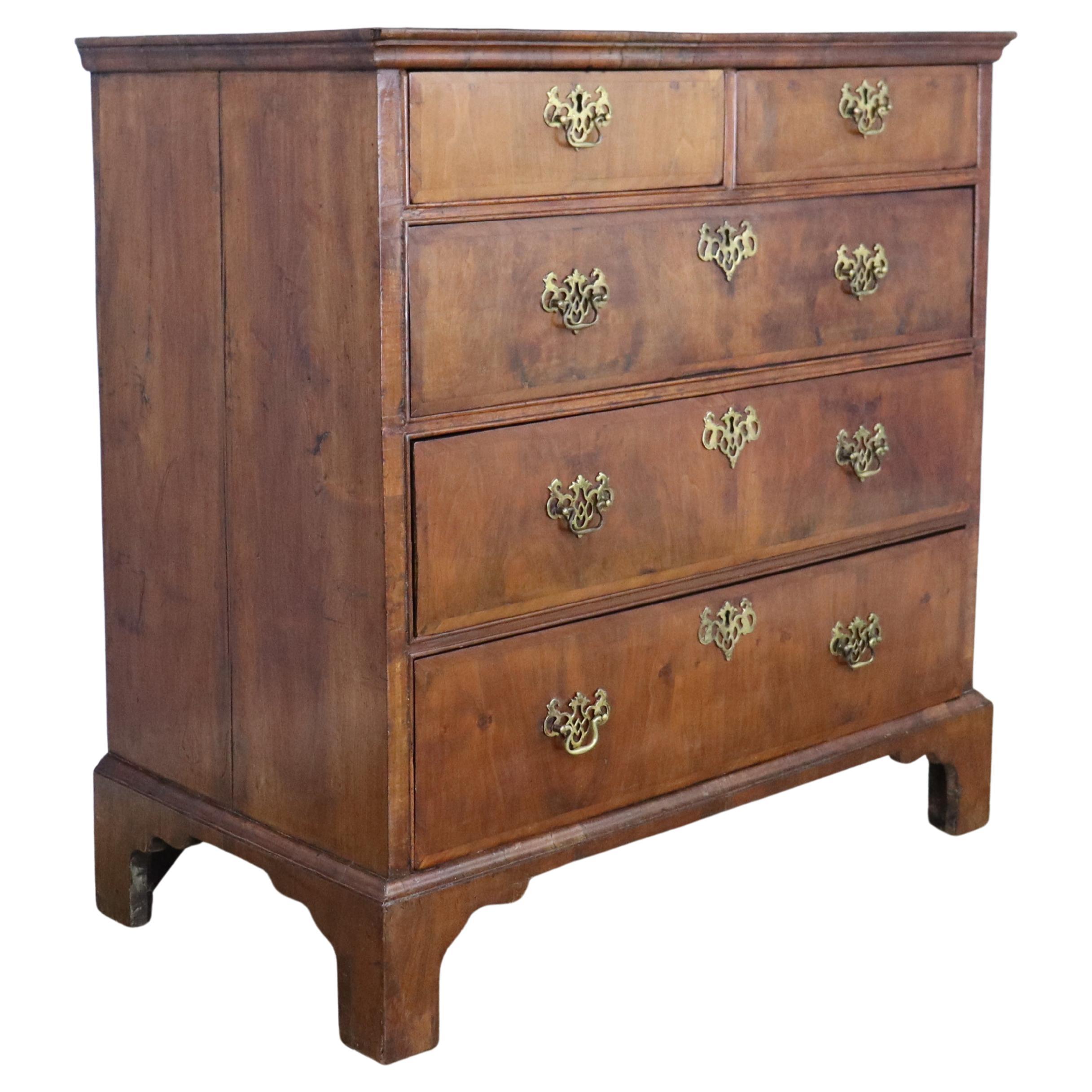 Early Burl Walnut Veneered Chest of Drawers,  George I Period For Sale