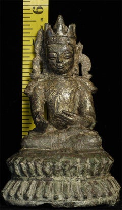 Early Burmese Arakan Buddha Rare Type. Finely Cast