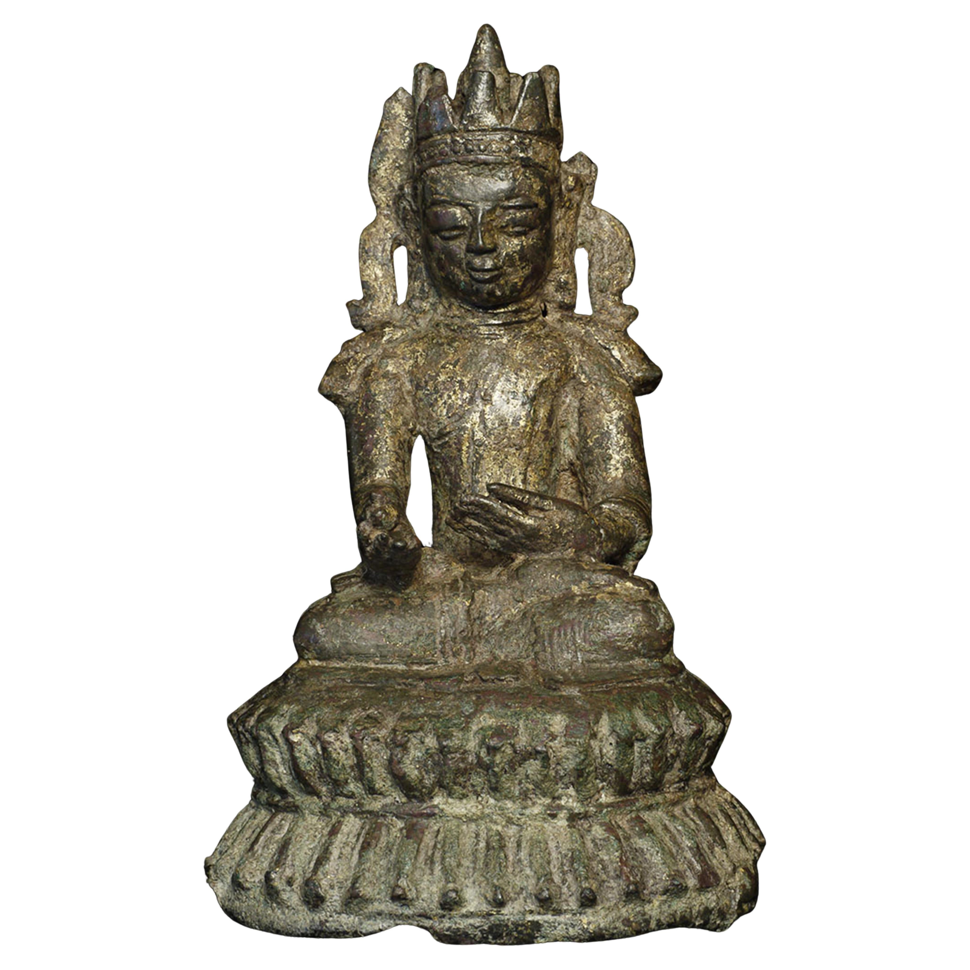 Early Burmese Arakan Buddha Rare Type. Finely Cast