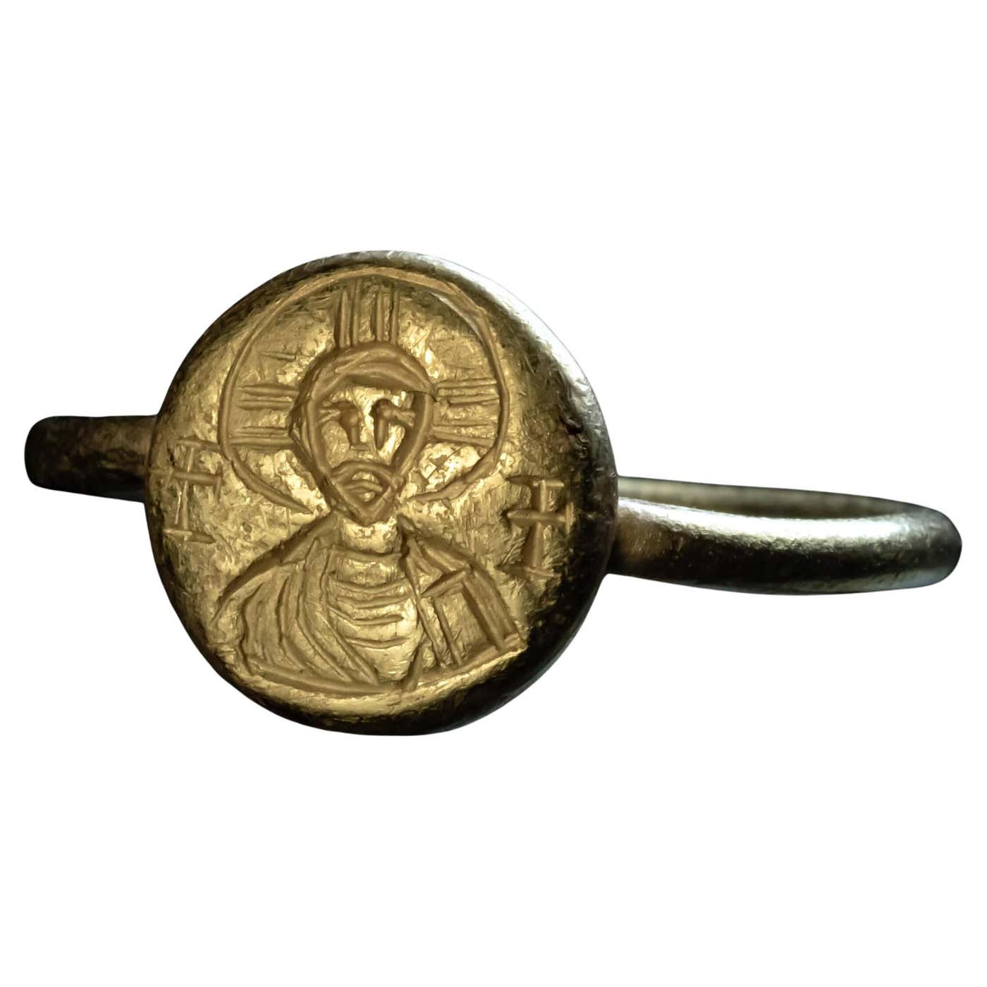 Ancient Christian Rings Early Byzantine Gold Ring with Christ c. 6th Century AD For Sale at 1stDibs