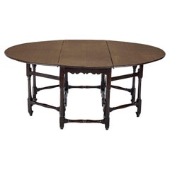 Early 18th Century Large Oak Double Gateleg 8 Seater Oval Country Dining Table