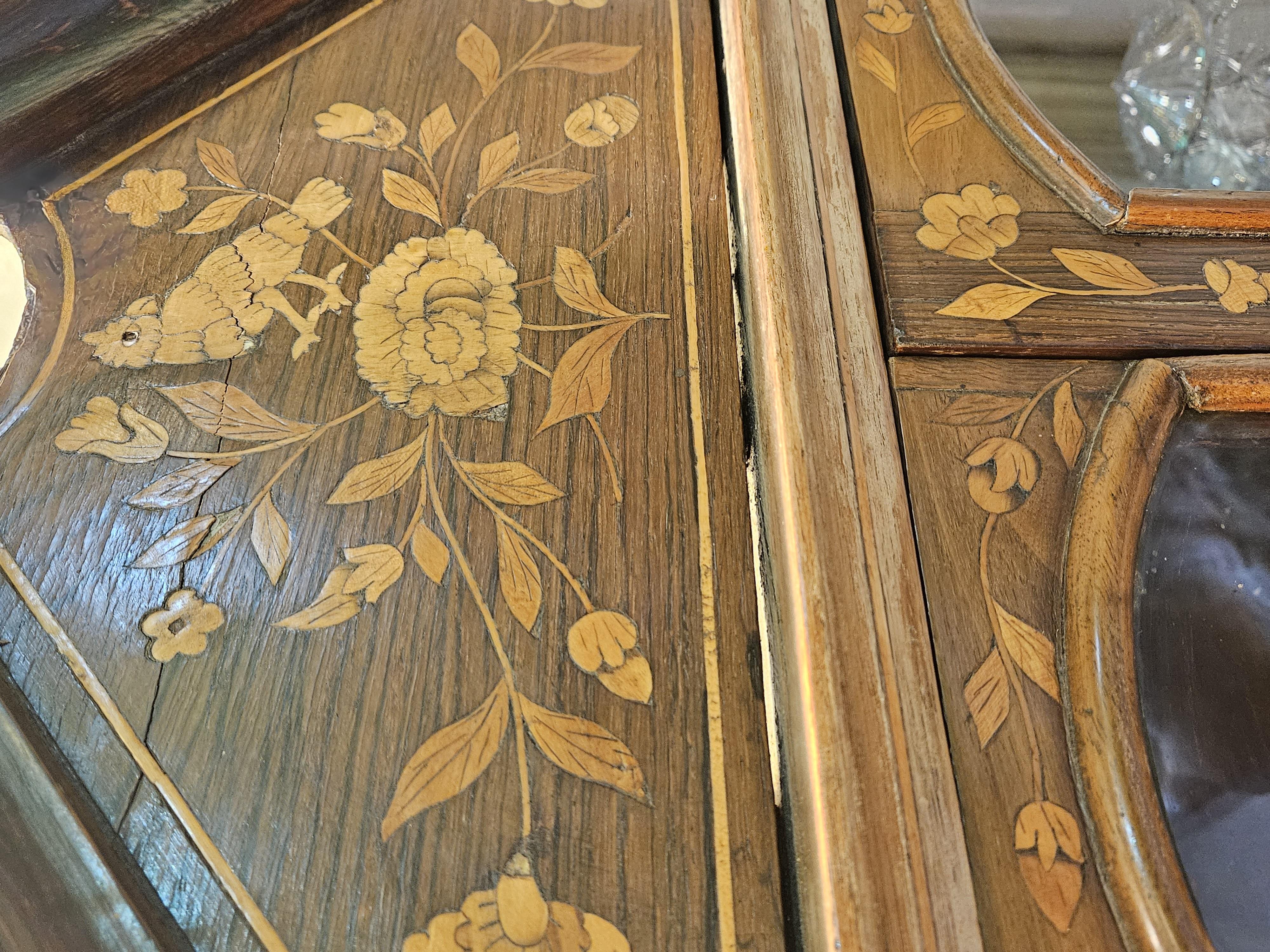 European Early C19th Dutch Marquetry Bookcase on Chest For Sale