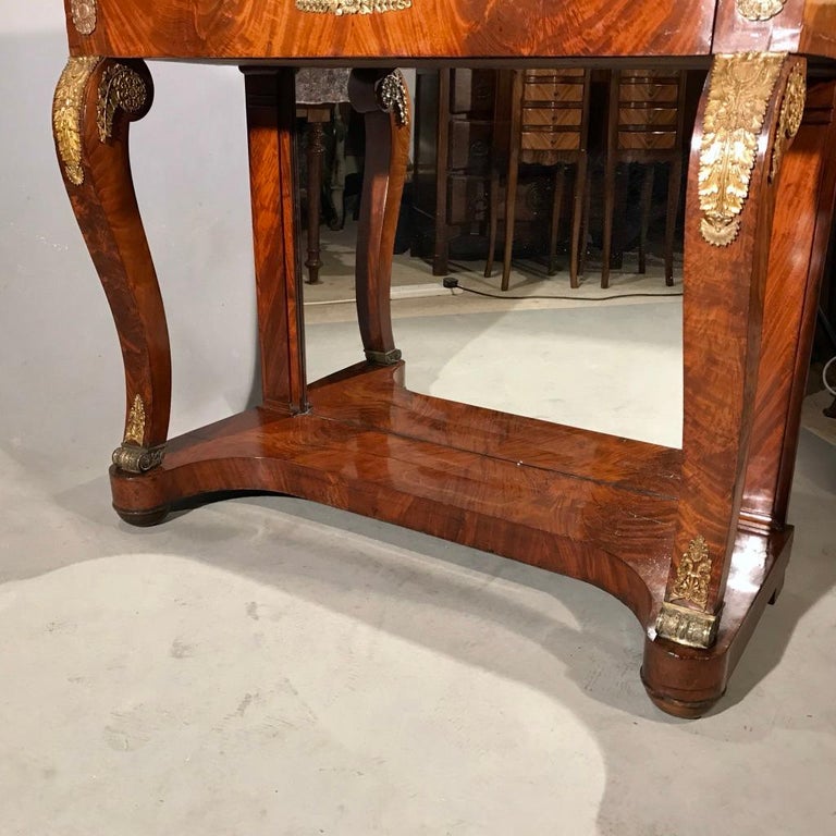 French Empire Console Table with Mirror Back and Carrara Marble Top at ...
