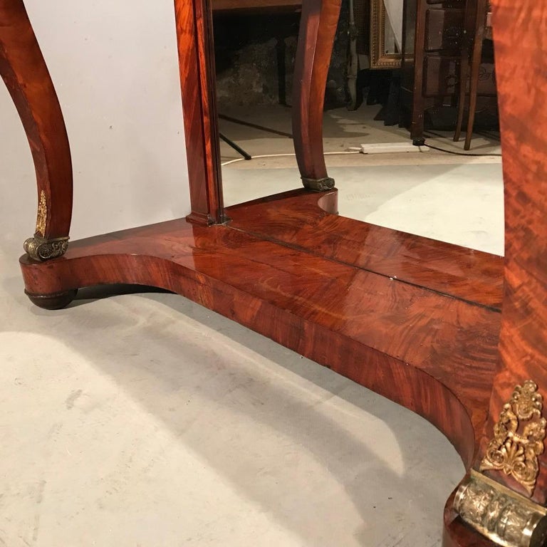 French Empire Console Table with Mirror Back and Carrara Marble Top at ...