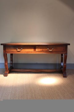 Early 19th Century French Two-Drawer Walnut Console Table / Desk