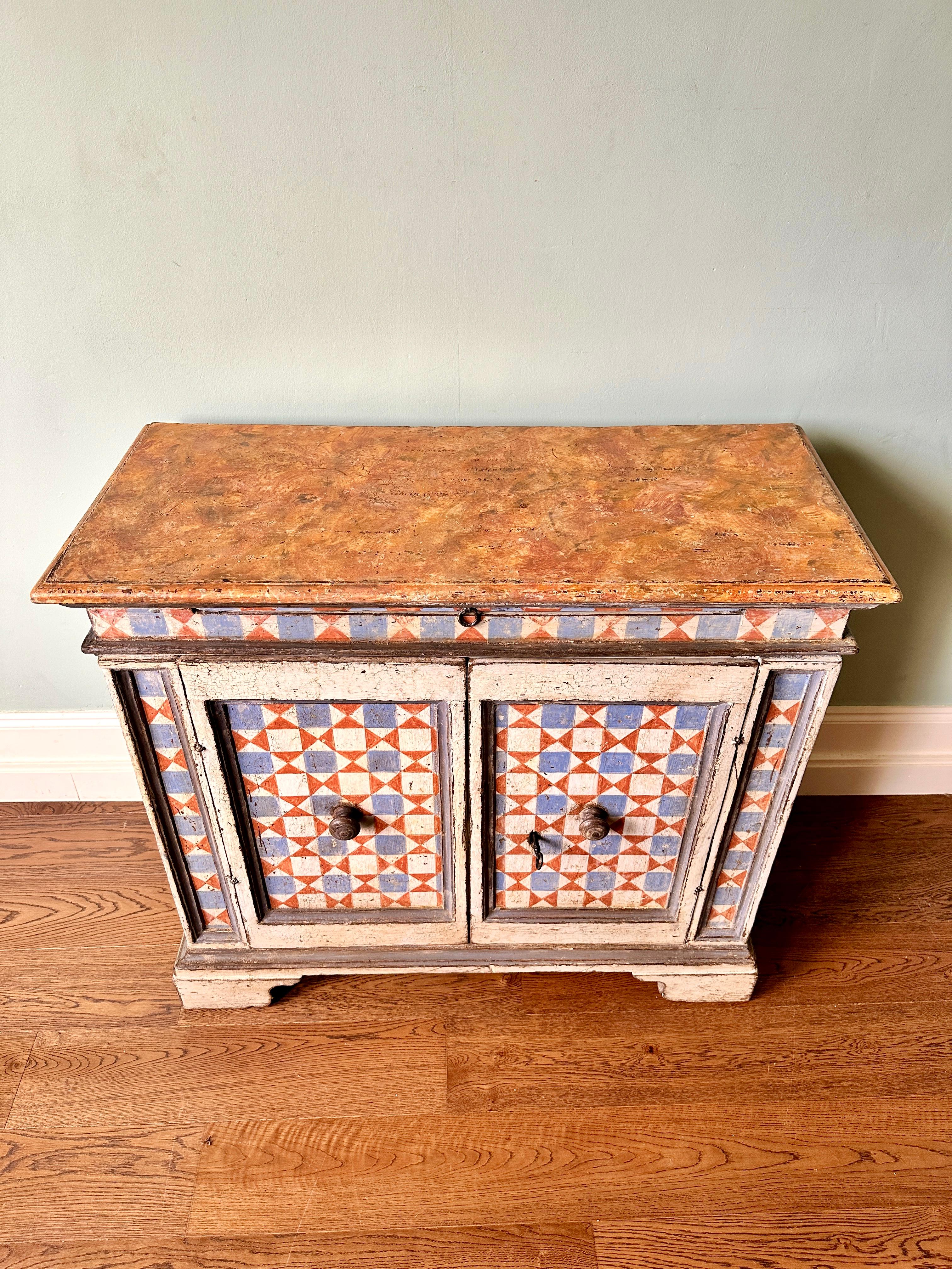 Other Early C19th Italian Painted Pine Credenza Sideboard For Sale
