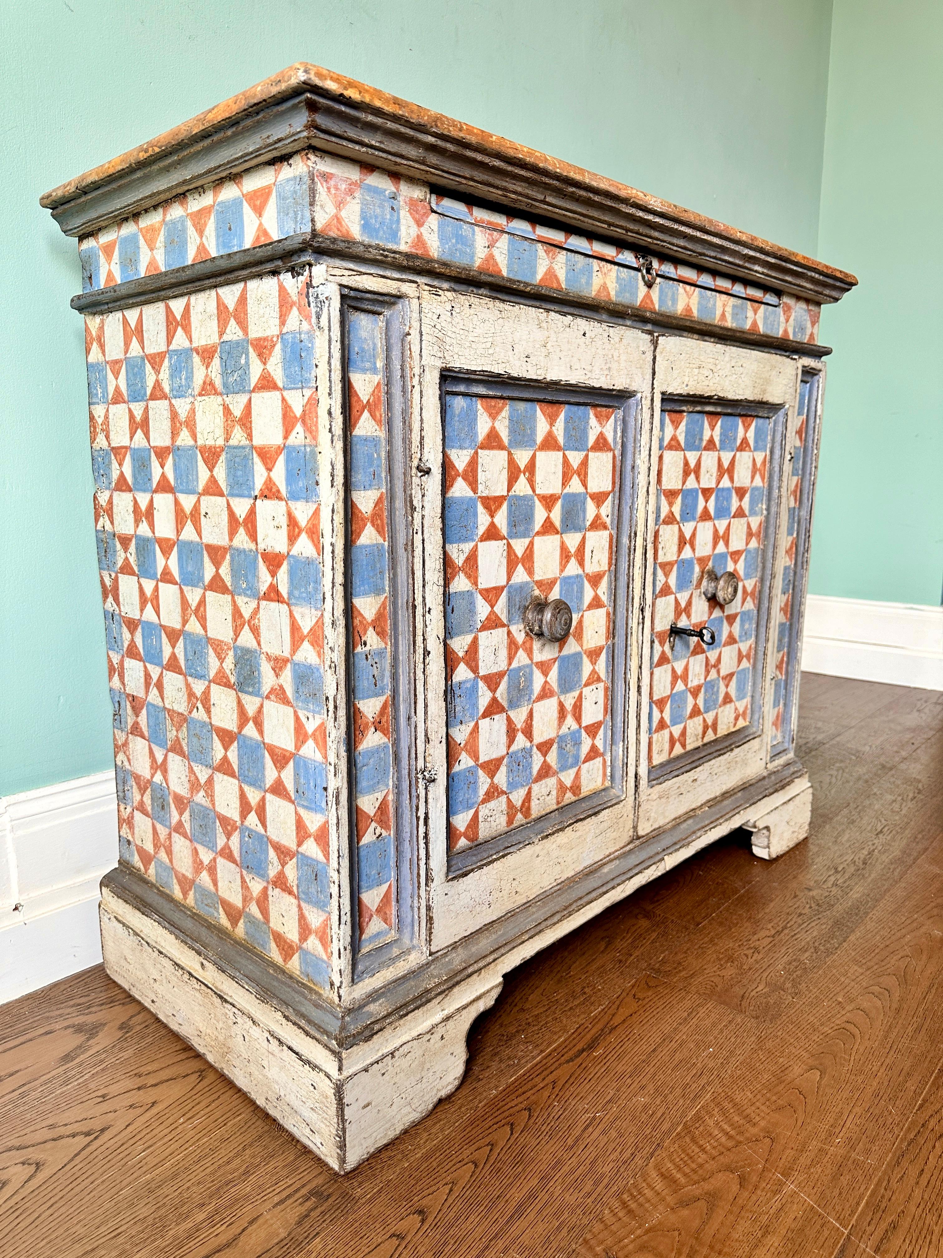 Hand-Painted Early C19th Italian Painted Pine Credenza Sideboard For Sale