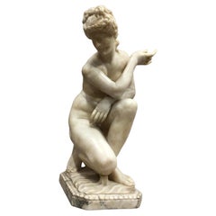 Early C19th Large marble figure of Crouching Venus