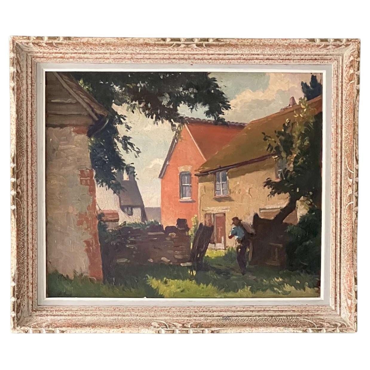 "Trio, " Rare and Early Oil Painting of Three Nudes in Surreal