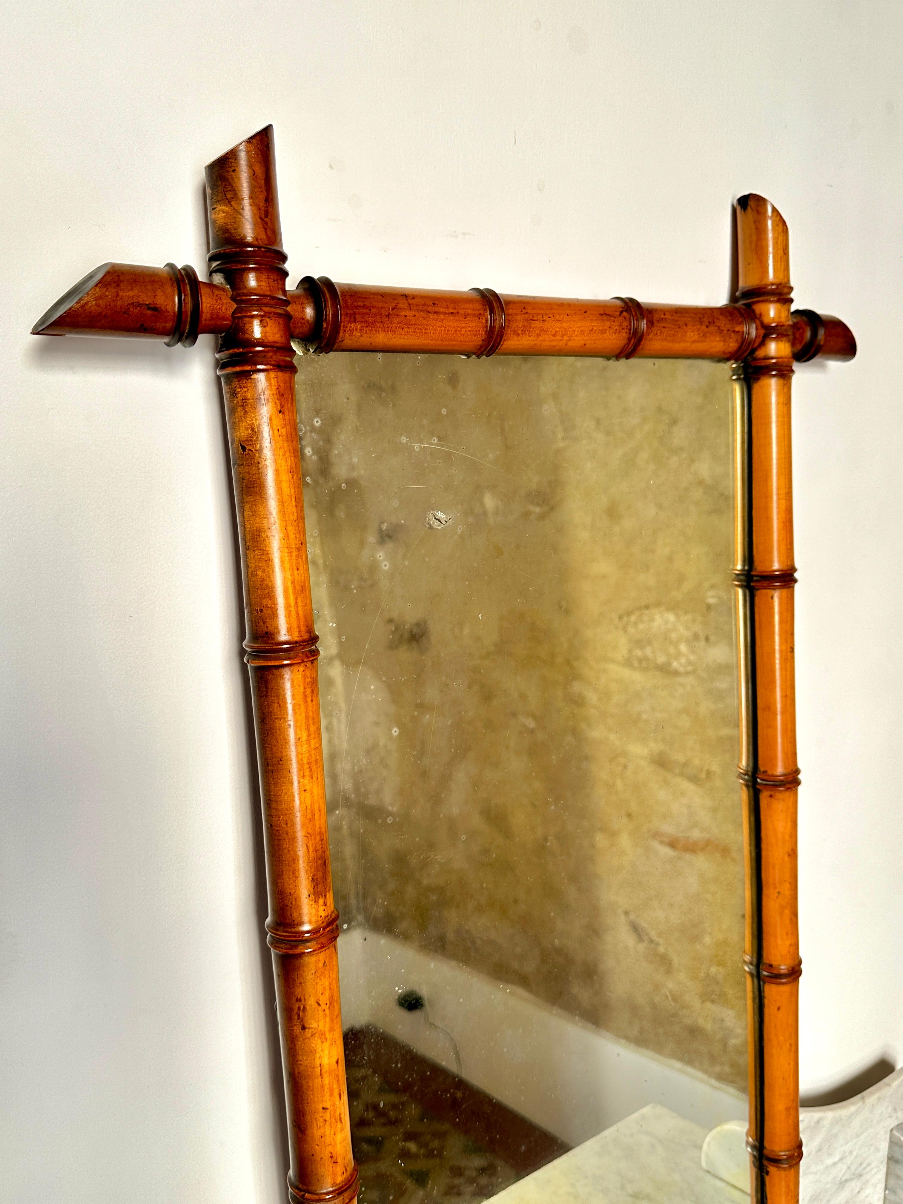 French Provincial Early C20th Faux Bamboo Mirror For Sale
