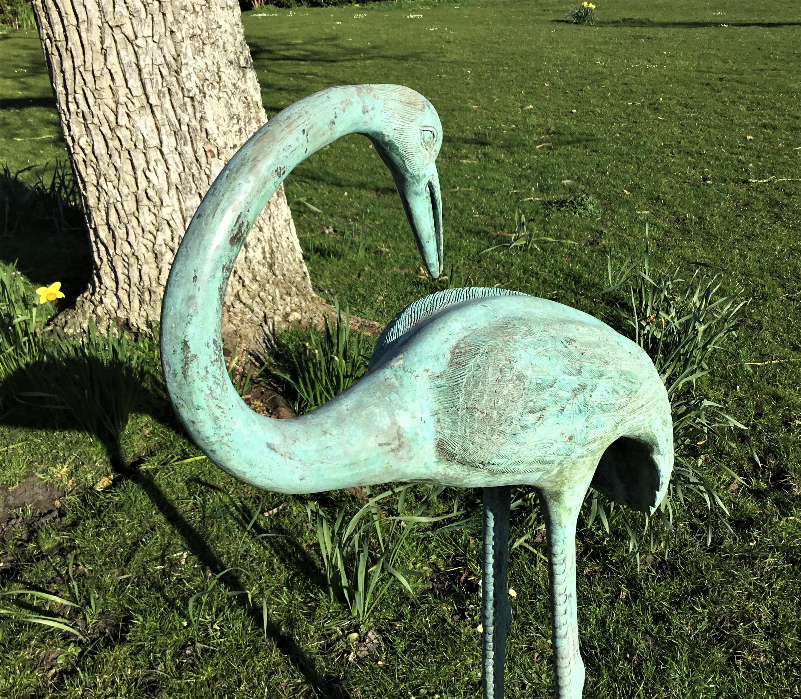 Early 20th Century Large Pair of Japanese Bronze Life-Size Cranes For Sale 7
