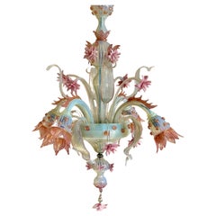 Lustre en verre opalin de Murano du début du XXe siècle