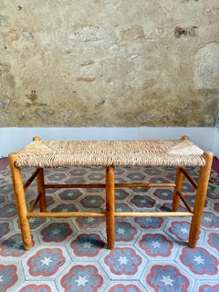 Early C20th Provençal Rush Seat Bench