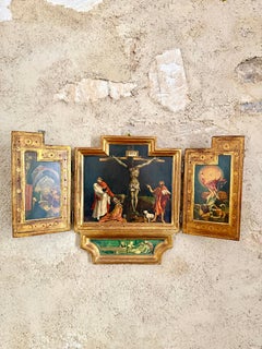 Early C20th Religious Giltwood Polyptych Icon