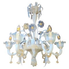 Early C20th Six Branch Milky Murano Chandelier