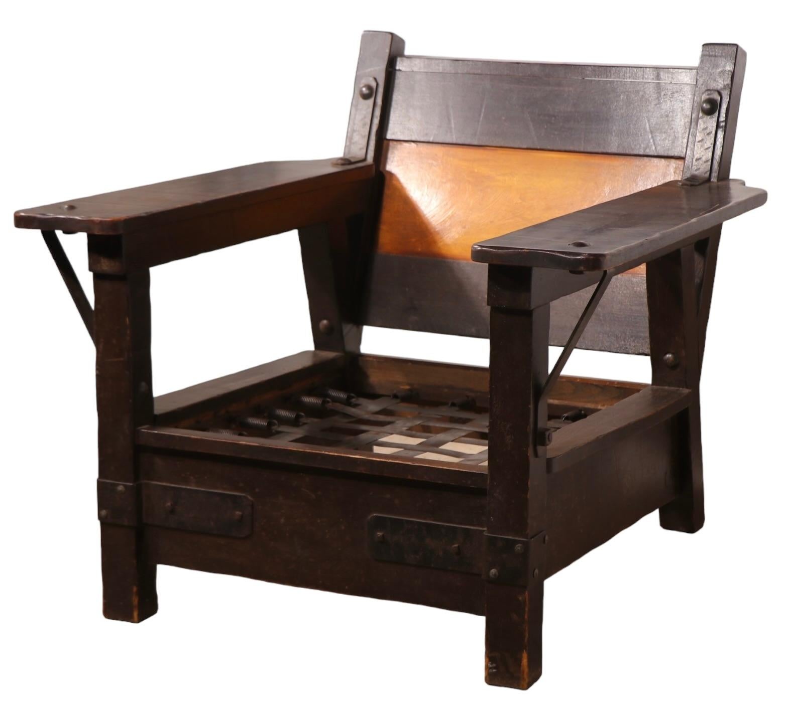 Early California Rancho Style Monterey Furniture Lounge Club Chair c 1930's For Sale 9