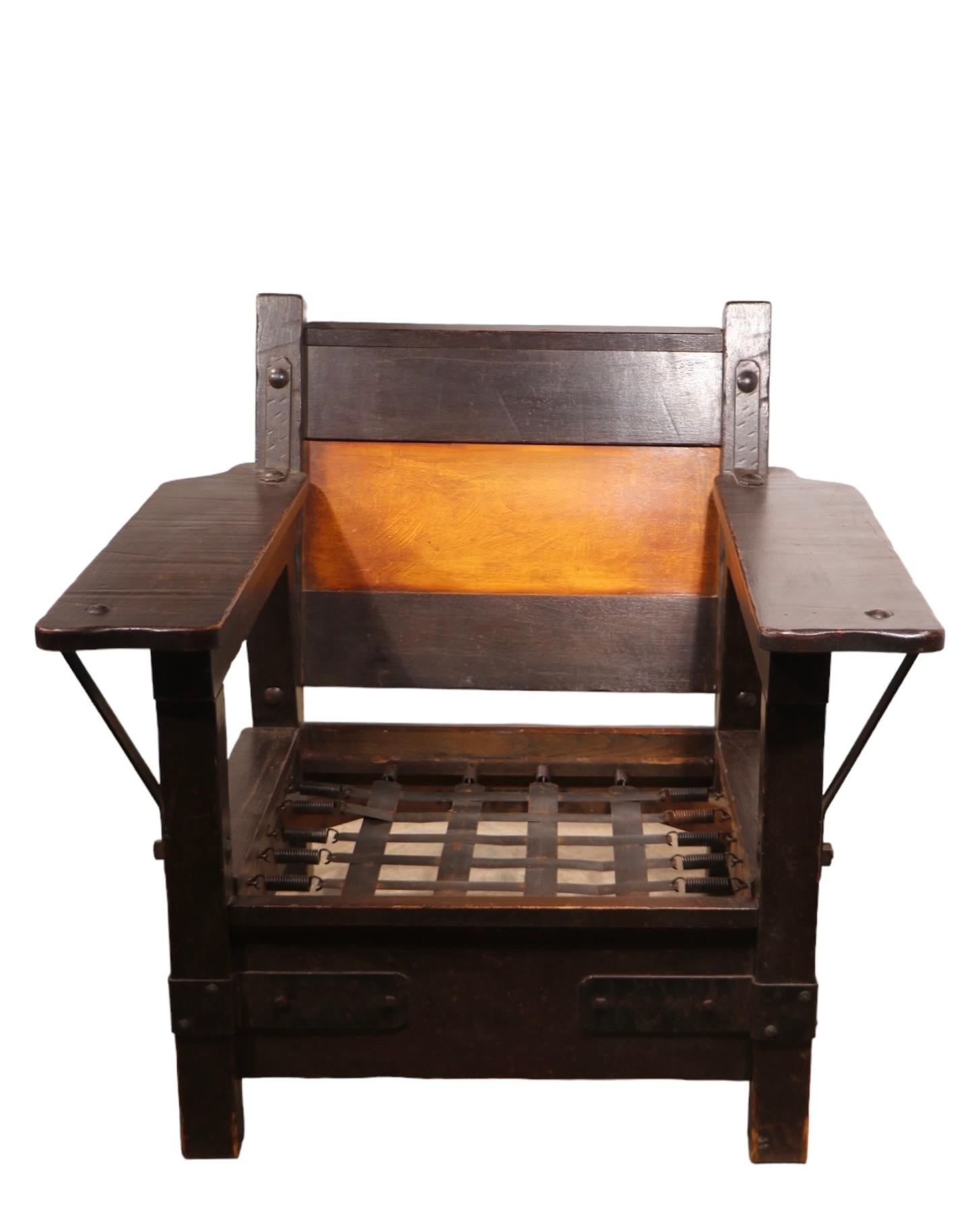 Early California Rancho Style Monterey Furniture Lounge Club Chair c 1930's For Sale 12