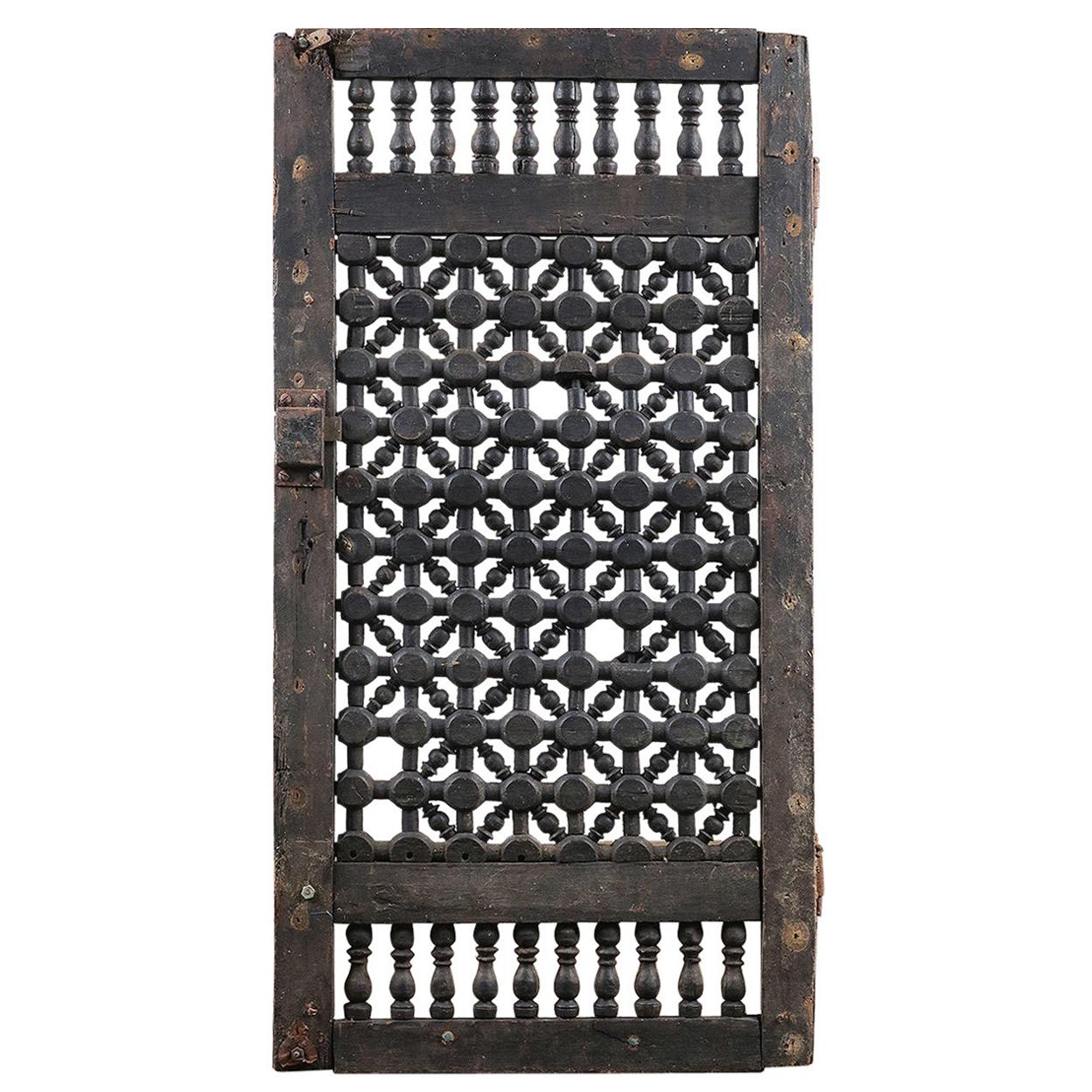 Early Carved Jali Panel or Window Shutter, 20th Century For Sale