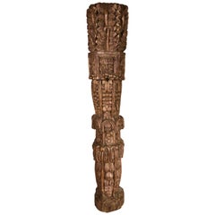 Early Carved Oak Column, English