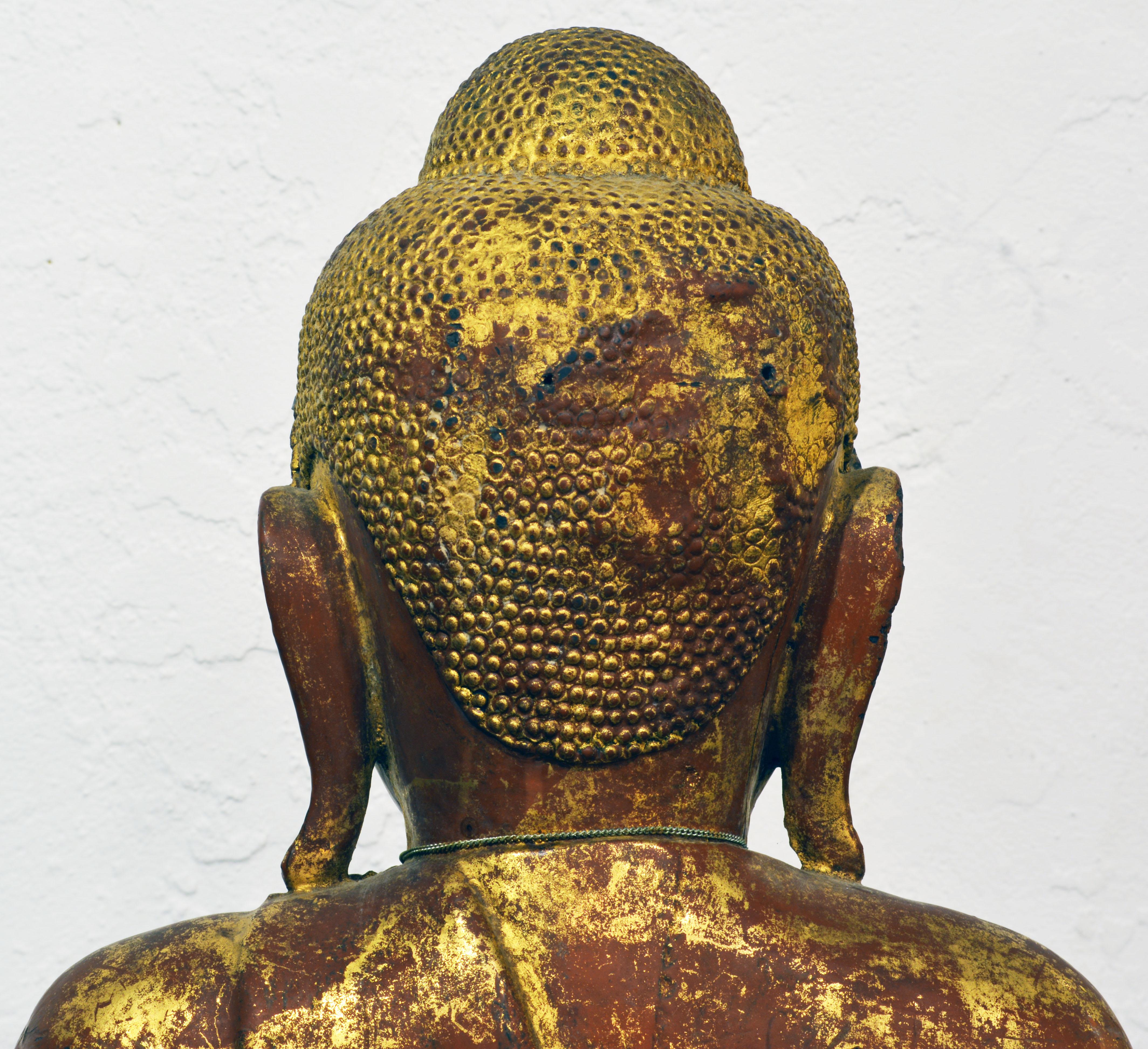 Early Carved Statue of the Mandalay Style Shakymuni Buddha Princely Bejeweled 6